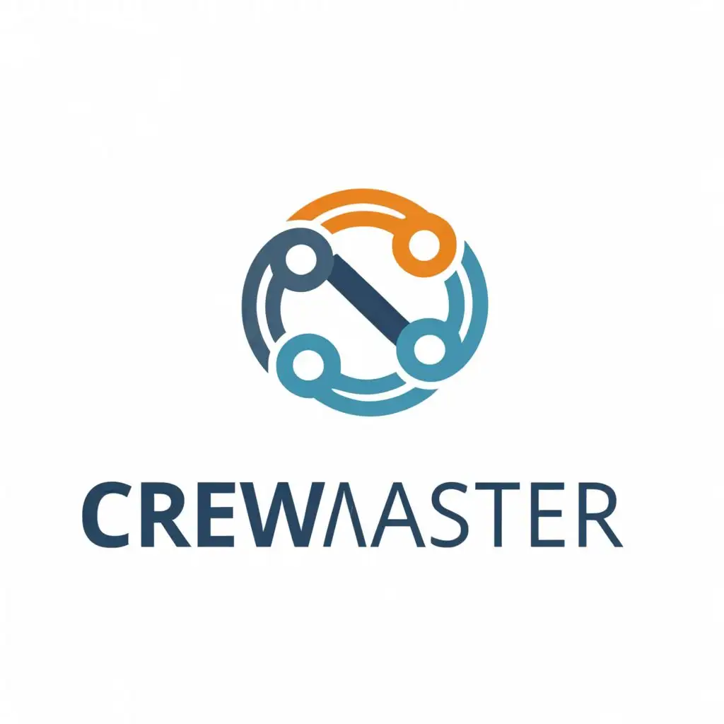 a logo design,with the text "CrewMaster", main symbol:I would like something modern, inspired by the word, it must represent the connection between people, social networks etc..,Minimalistic,clear background