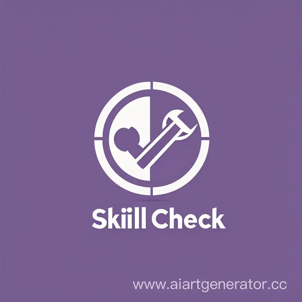 app logo named "Skill Check" in monotone purple - white colors in minimalistic design