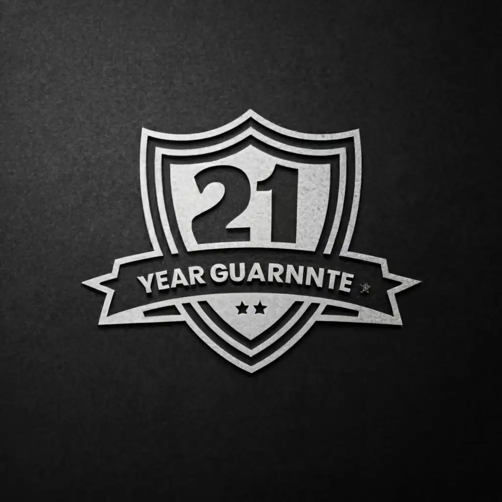 a logo design,with the text "21 year of guarantee", main symbol:it should de in black colour background,Moderate,clear background