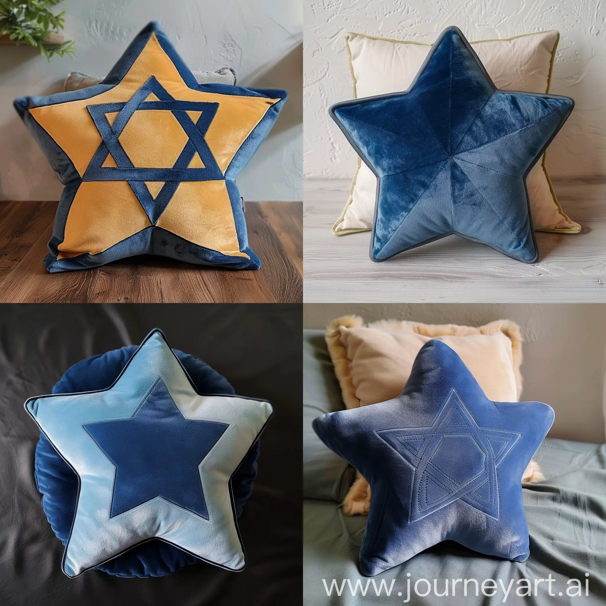 A pillow shaped like the star of Israel