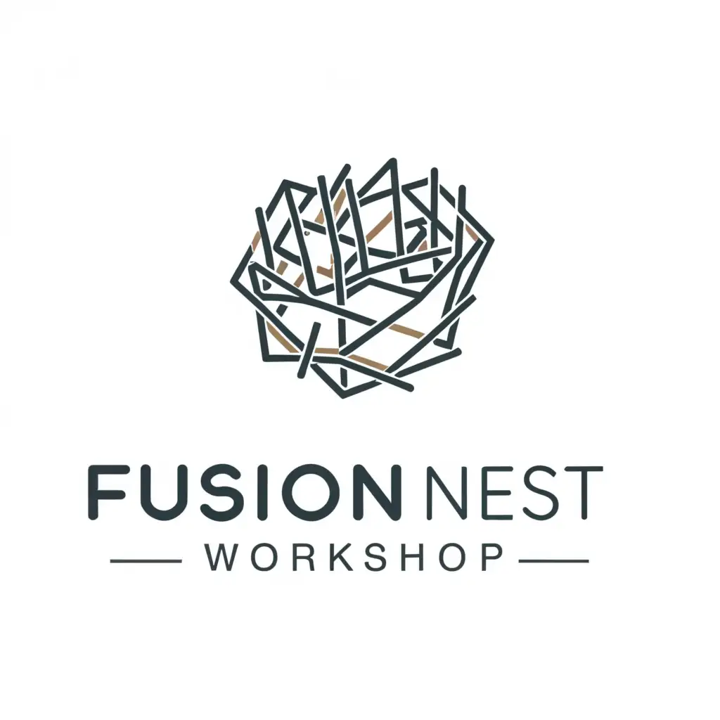 a logo design,with the text 'Fusion Nest Workshop', main symbol:Bird nest being 3D printed,Moderate,clear background