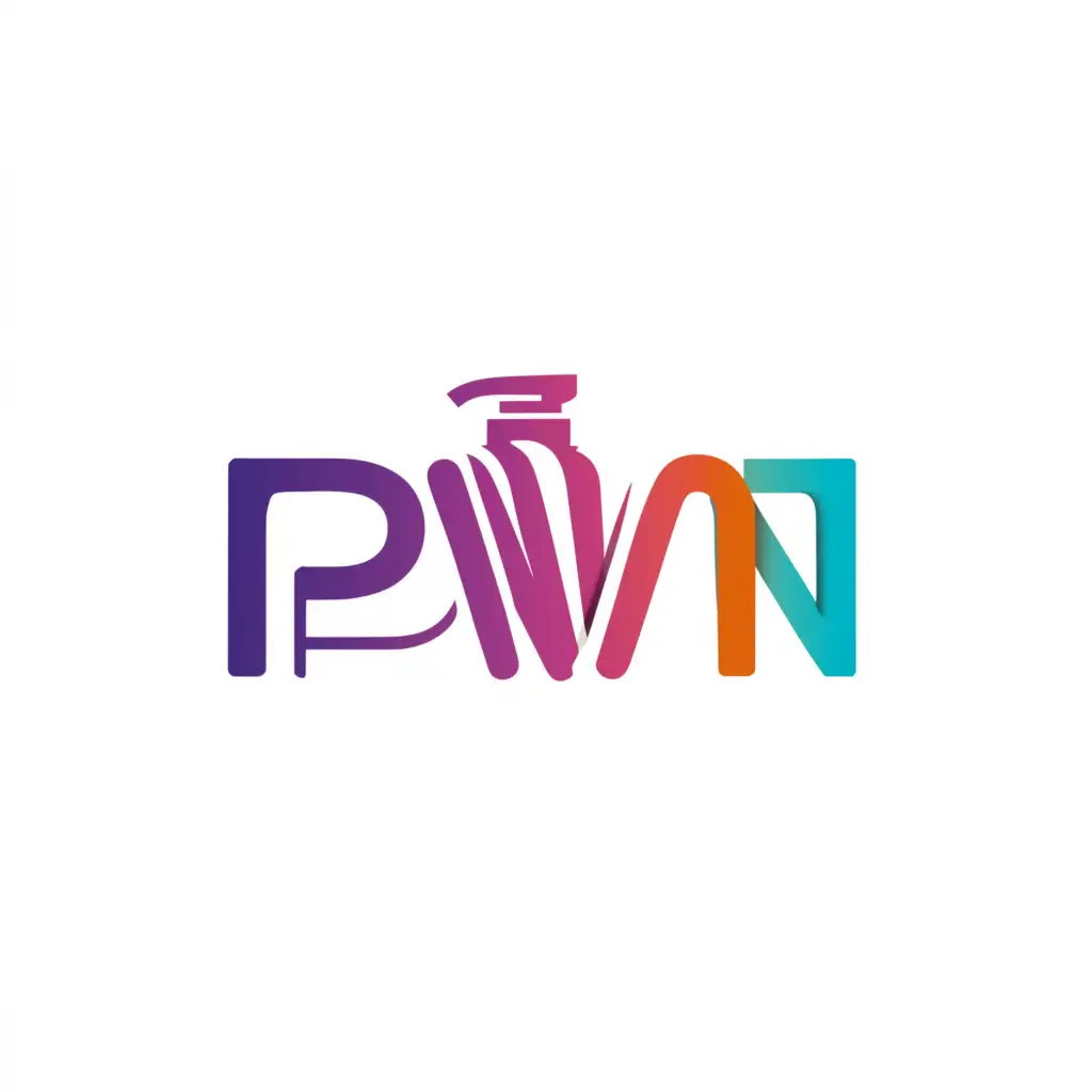 a logo design,with the text "PWN", main symbol:Packaging, cosmetic, ceersfull, WHITE BACKGROUND COLOURFULL, cosmetic jar, bottle,,Moderate,clear background