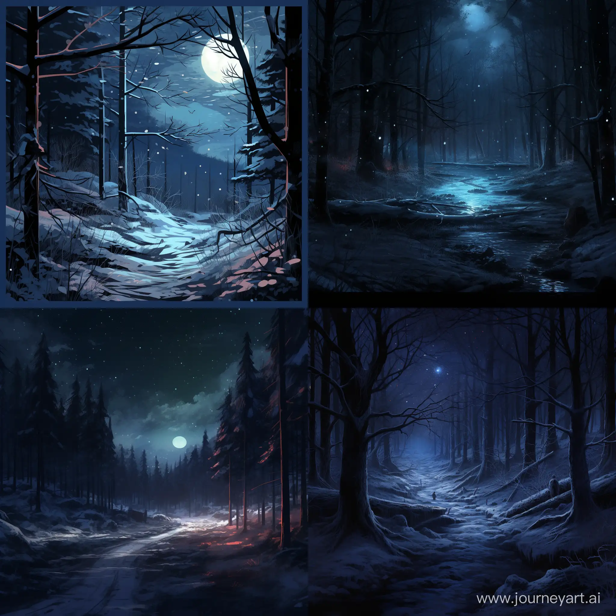 Enchanting-Night-Scene-in-Winter-Forest