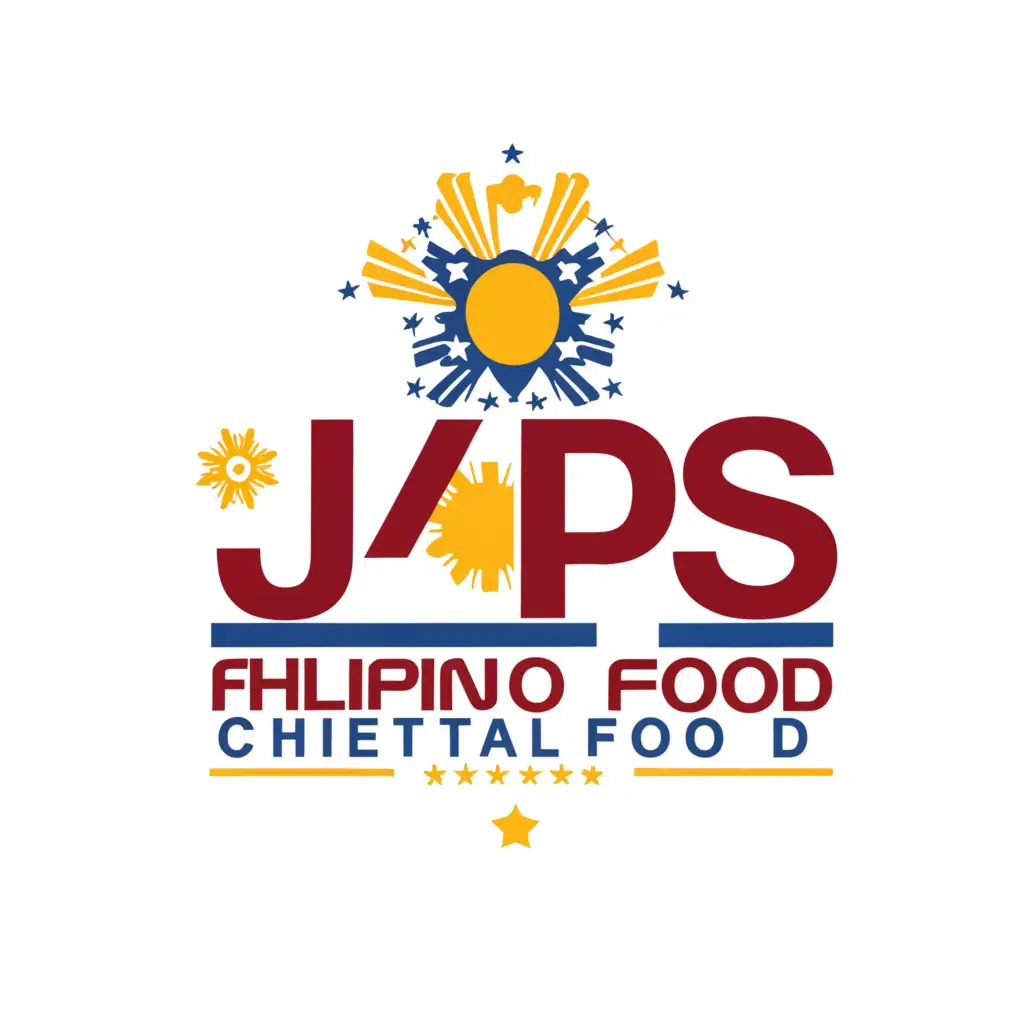 a logo design,with the text "JPS Filipino & Oriental Food", main symbol:Filipino Philippine flag,Minimalistic,clear background