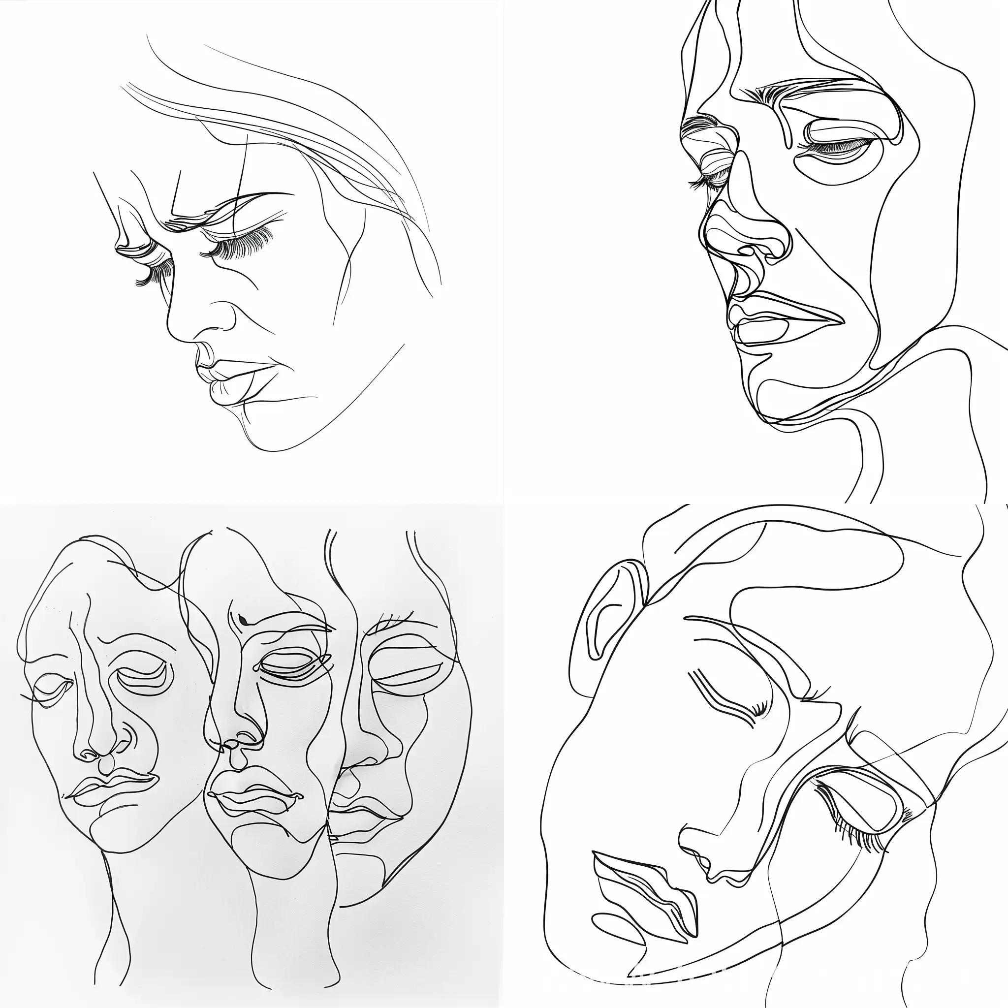 Minimalistic-Sorrowful-Expression-Pack-with-Black-Lines-on-White-Background