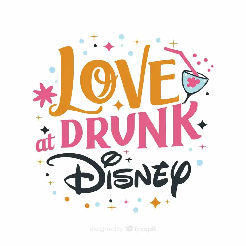 LOGO-Design-For-Love-Drunk-at-Disney-Elegant-Cocktail-Glass-on-Clear-Background