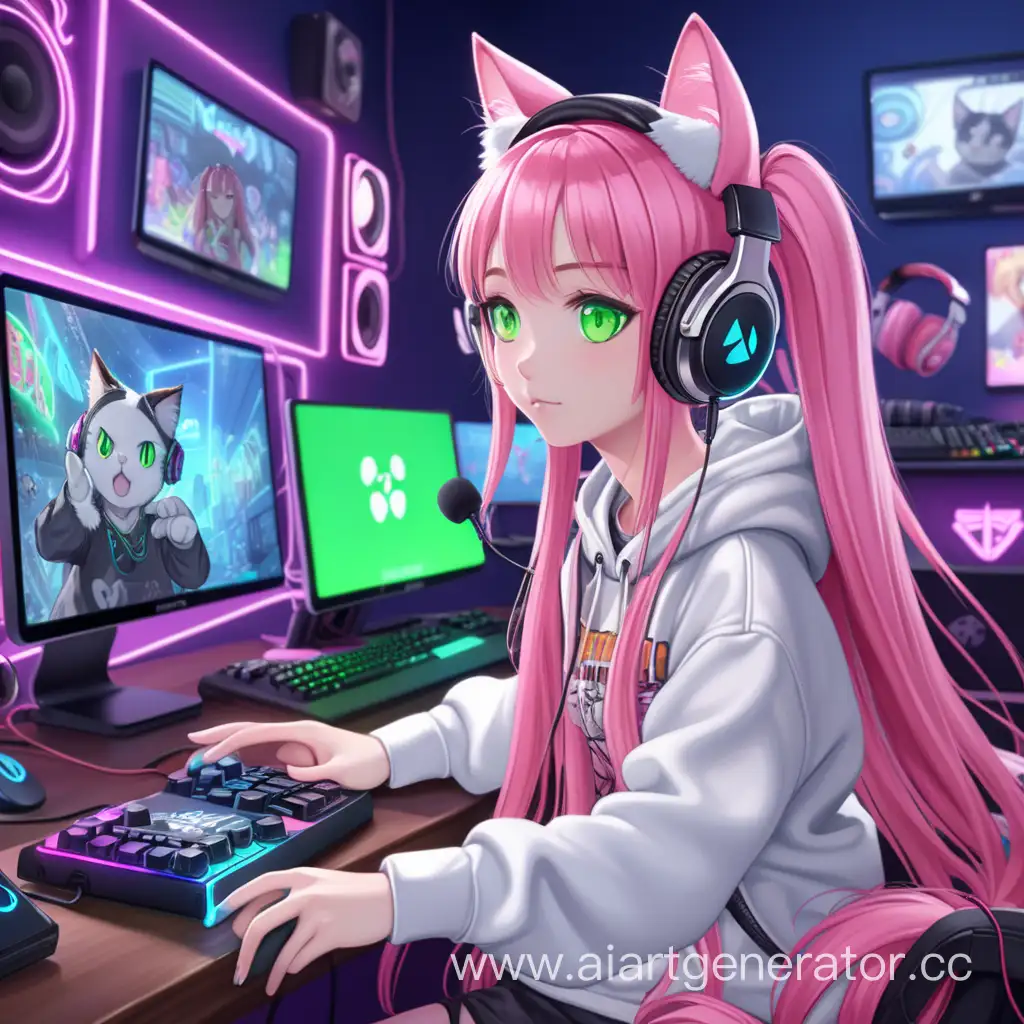 Anime-Girl-with-Pink-Hair-Gaming-in-Neonlit-Room