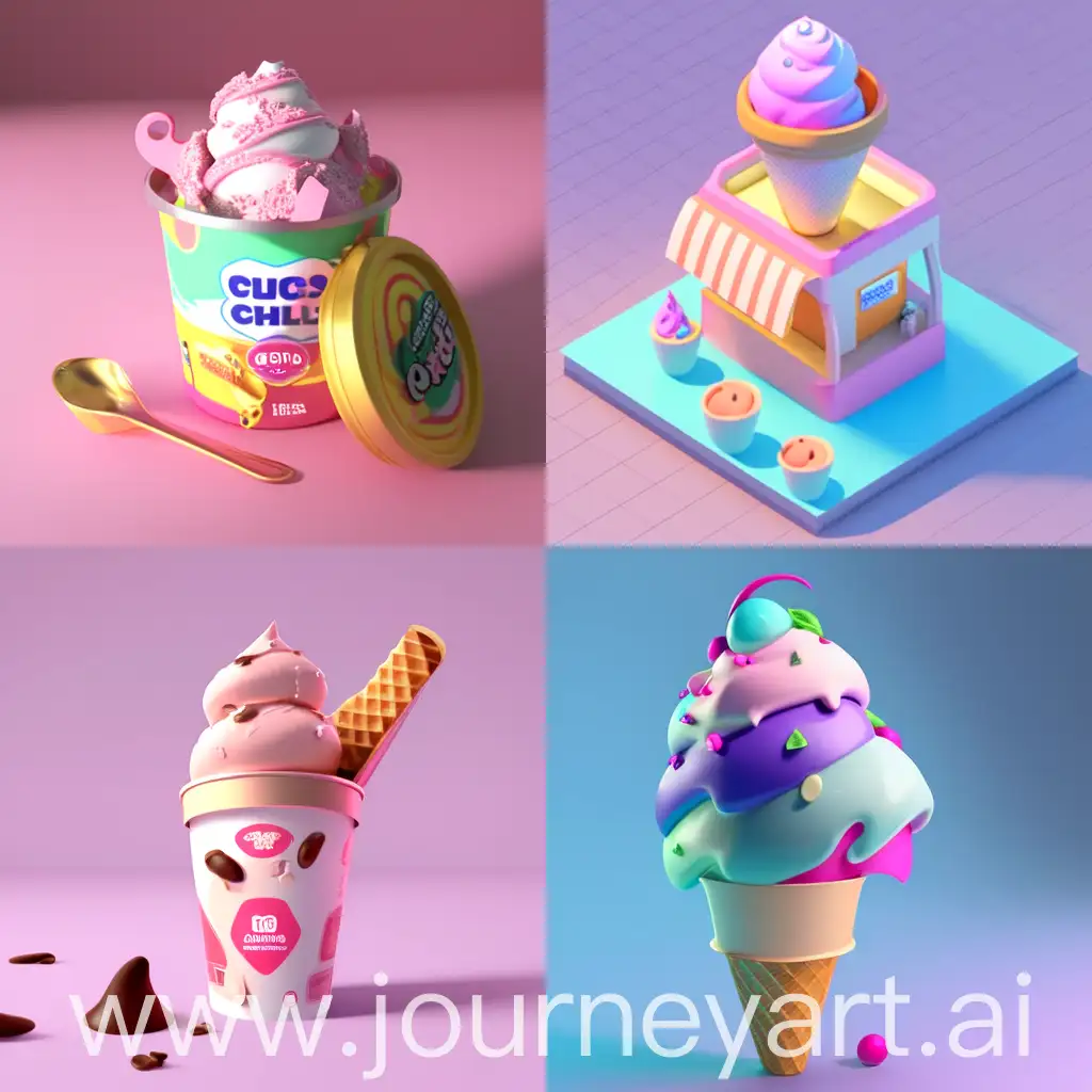 create a animate model for an ice cream brand hi quality 
