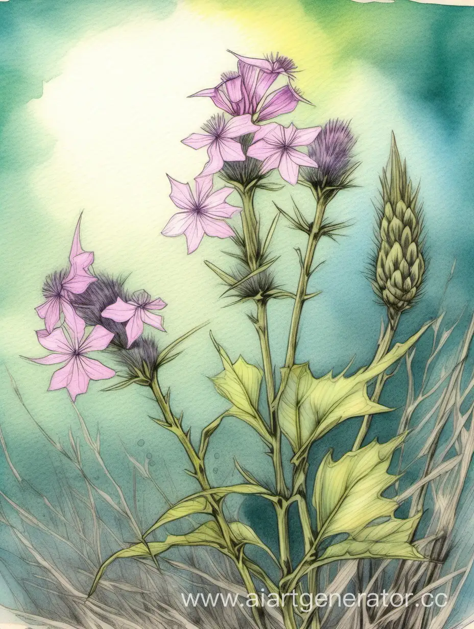 Enchanting-Spring-Botanical-Art-Phlox-Blooms-and-Willow-Branches-in-Vintage-Style