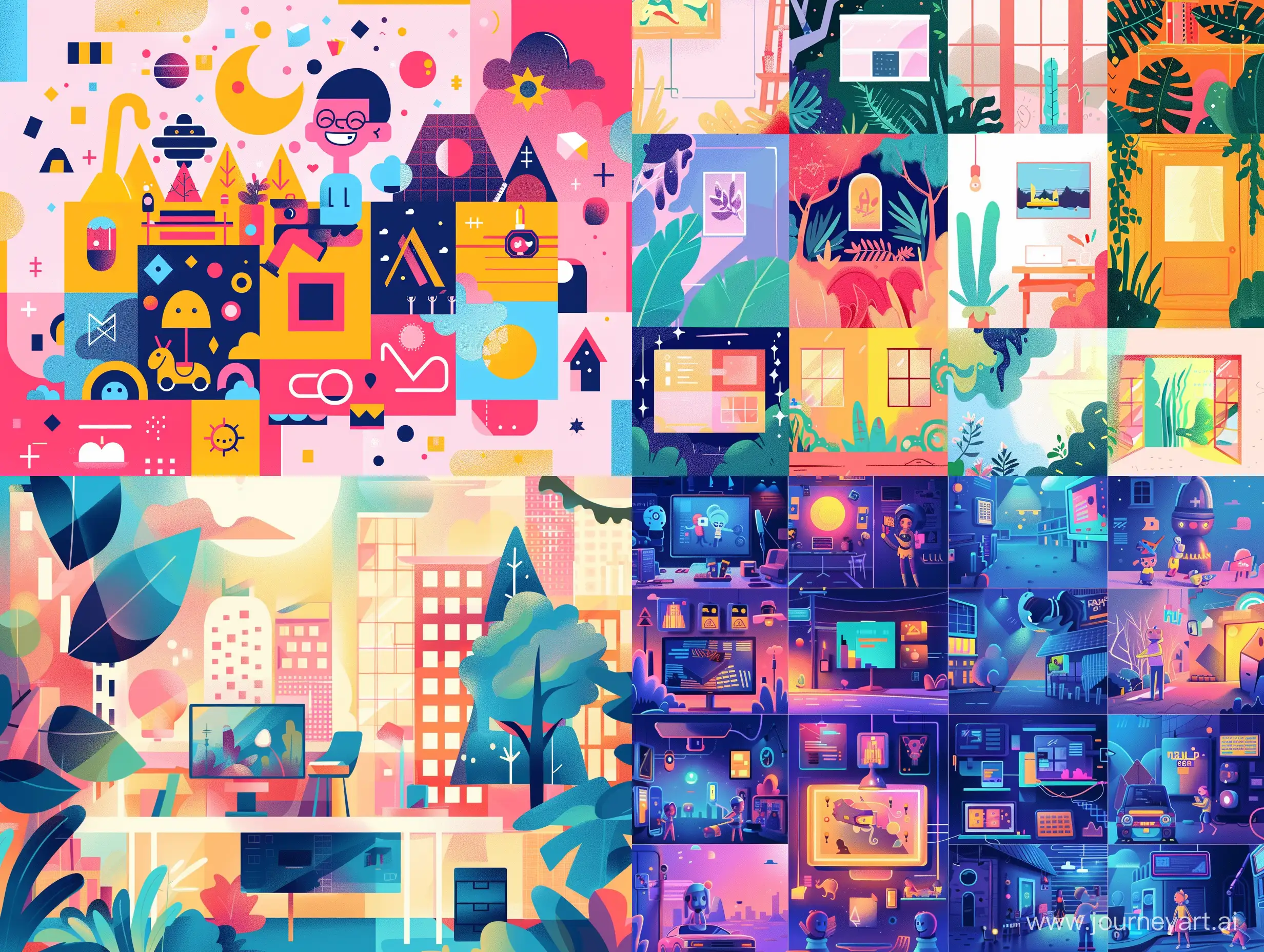 Cheerful Graphic Designers Portfolio Pixel Art and Minimalist Trends ...