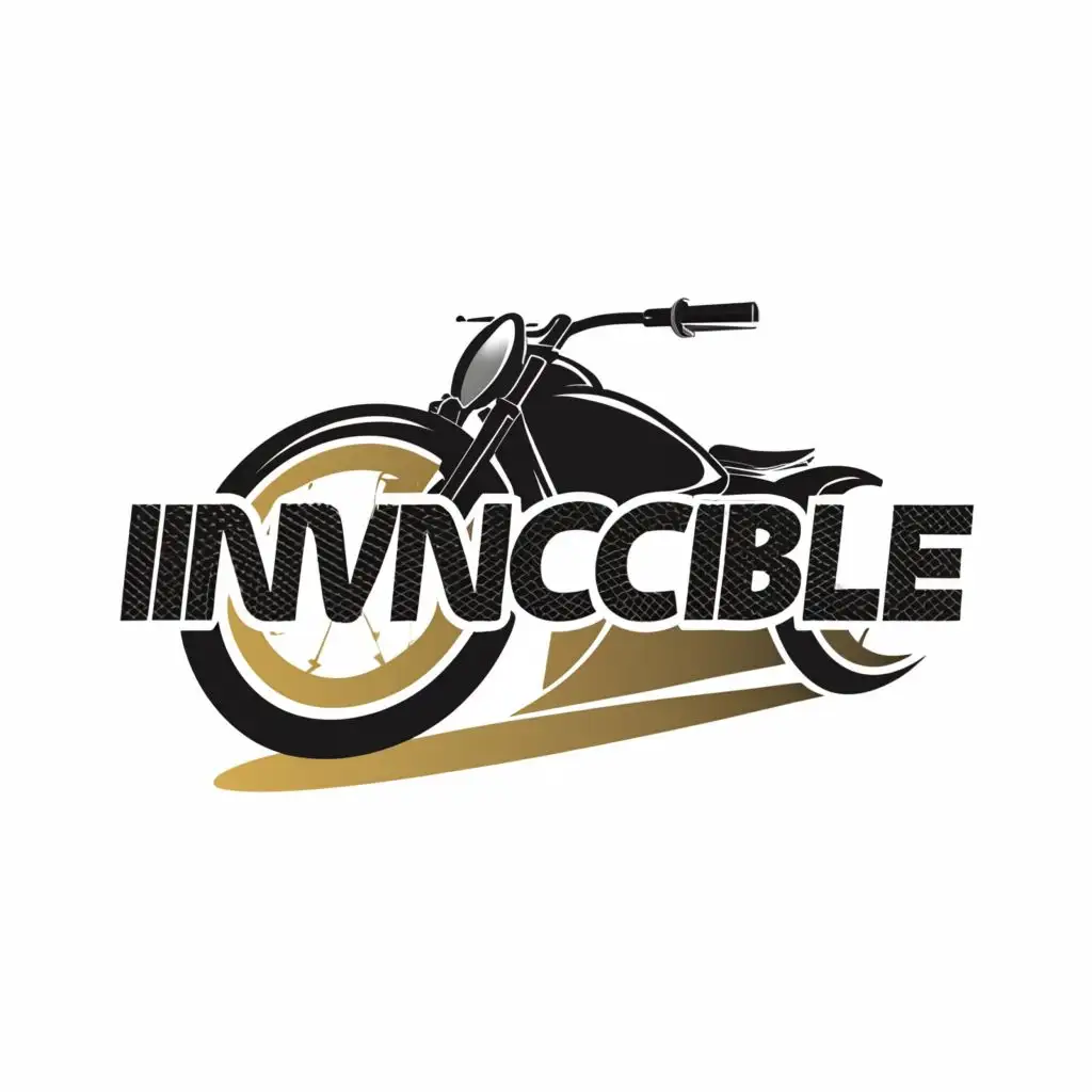 a logo design,with the accurate text "invincible", main symbol:motorbike logo,Minimalistic,clear background