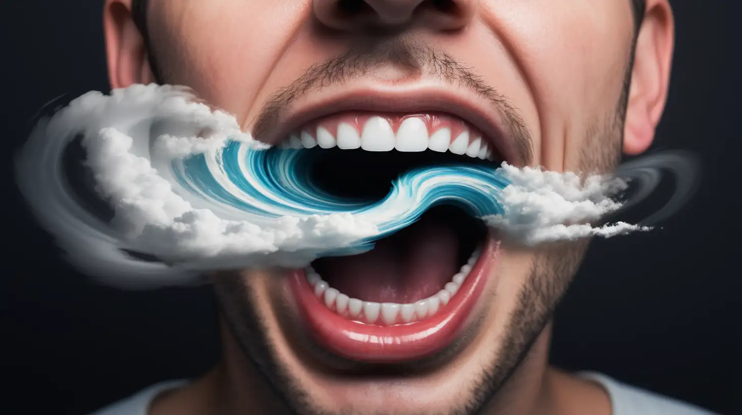 a mini swirling hurricane inside someone's mouth