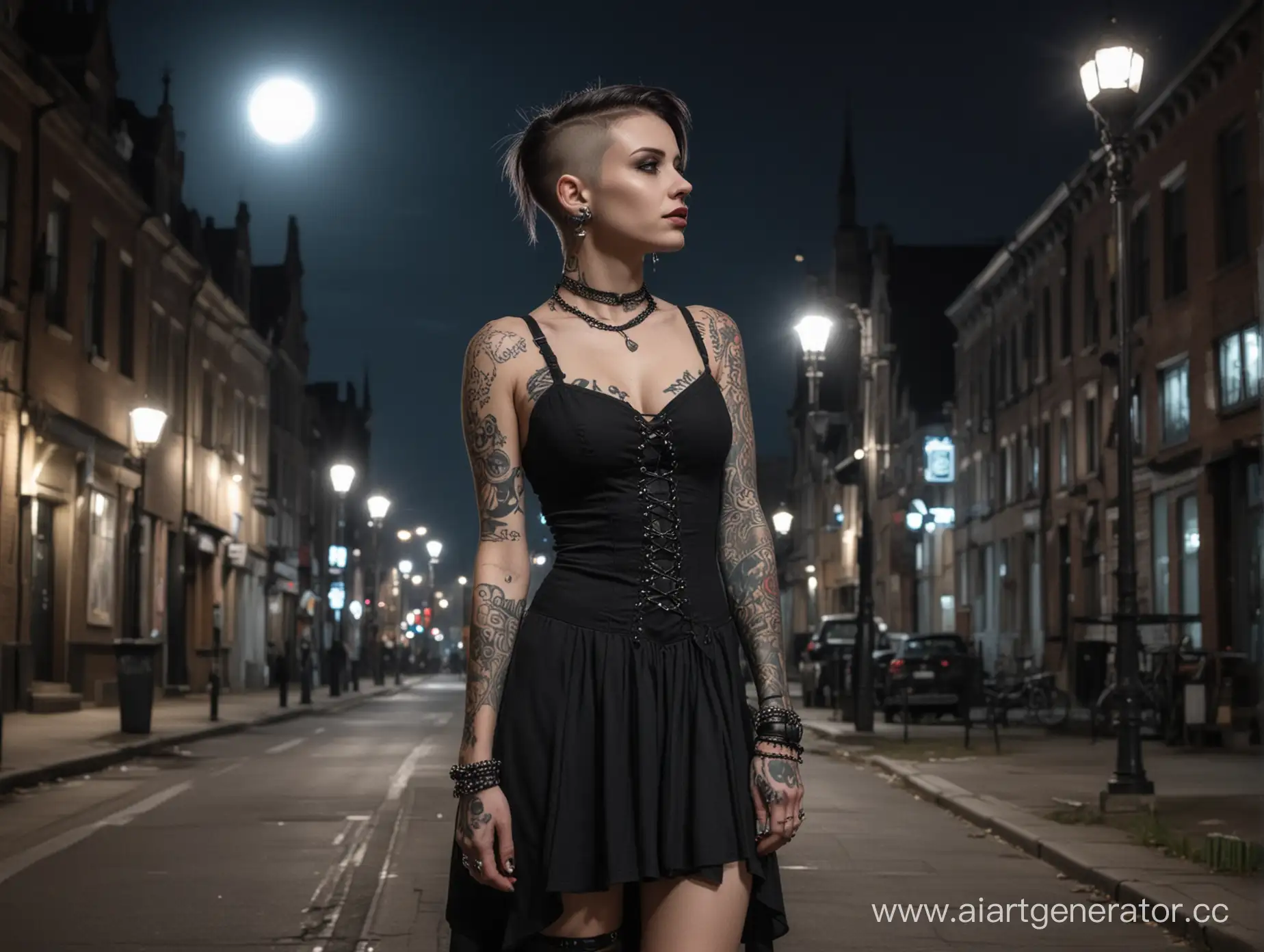 Gothic-Punk-Girl-Walking-Through-Night-City-Under-Moonlight