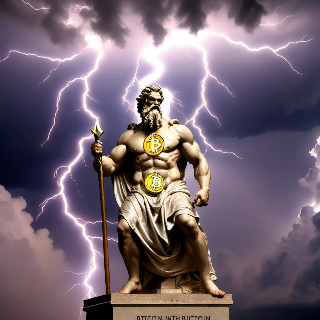 meme: zeus with lightning bitcoin
