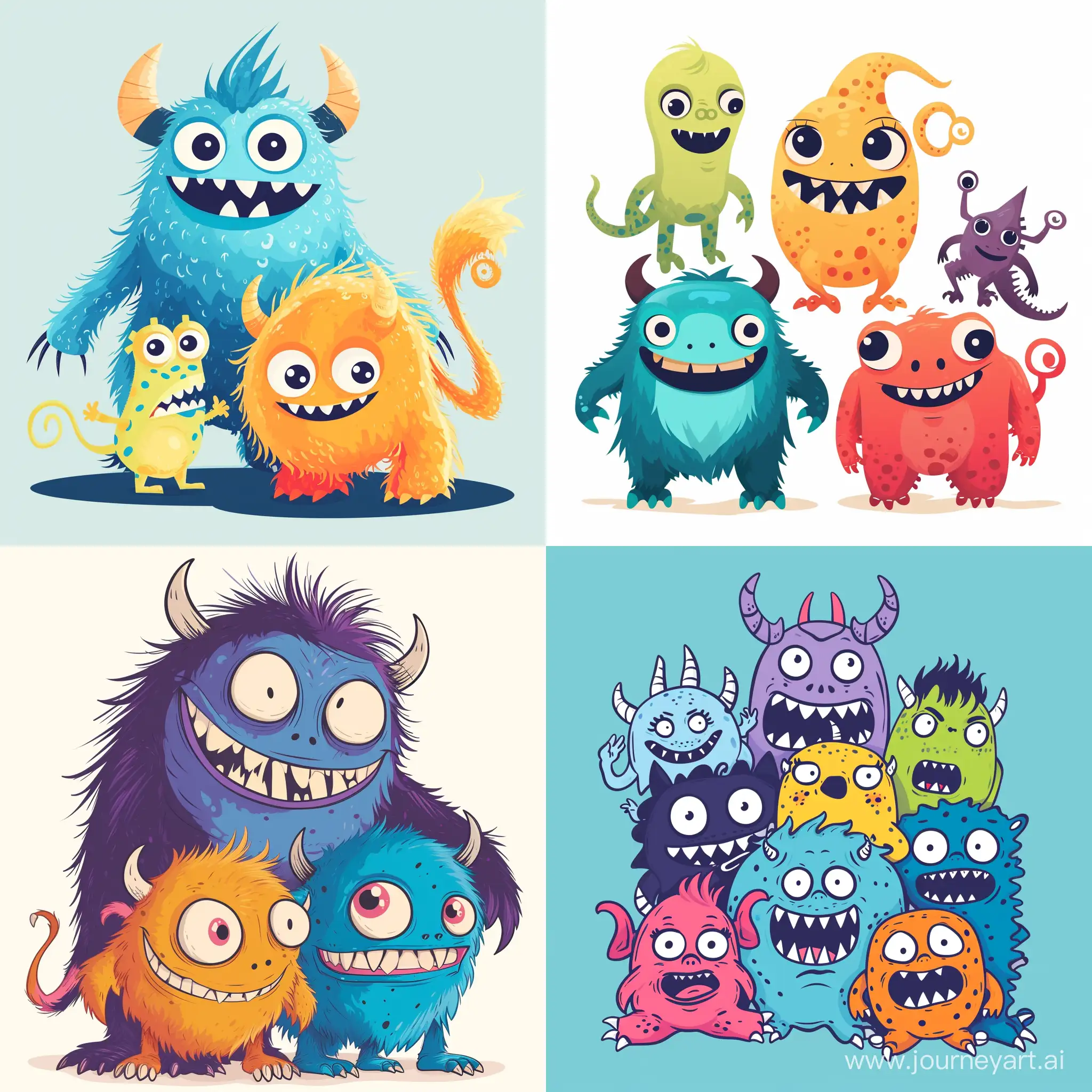 Playful-Cartoon-Cute-Monsters-in-Vibrant-Vector-Style