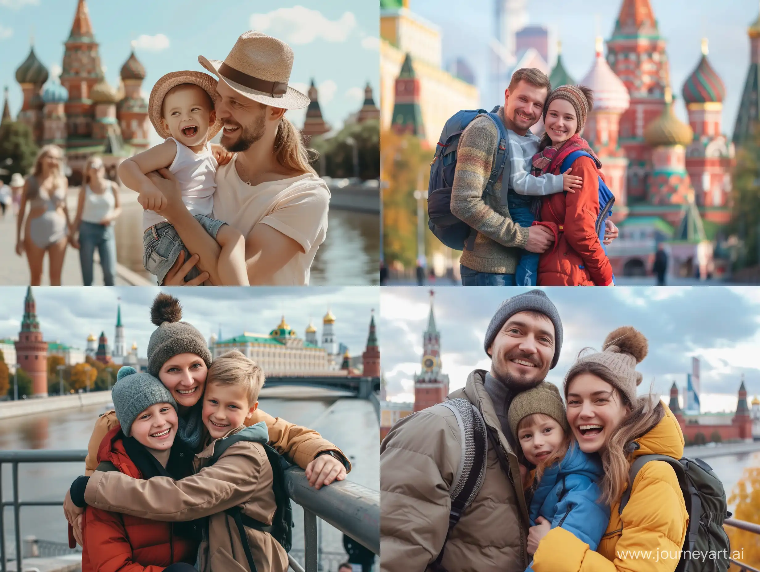 Счастливая семья на активном отдыхе в Москве