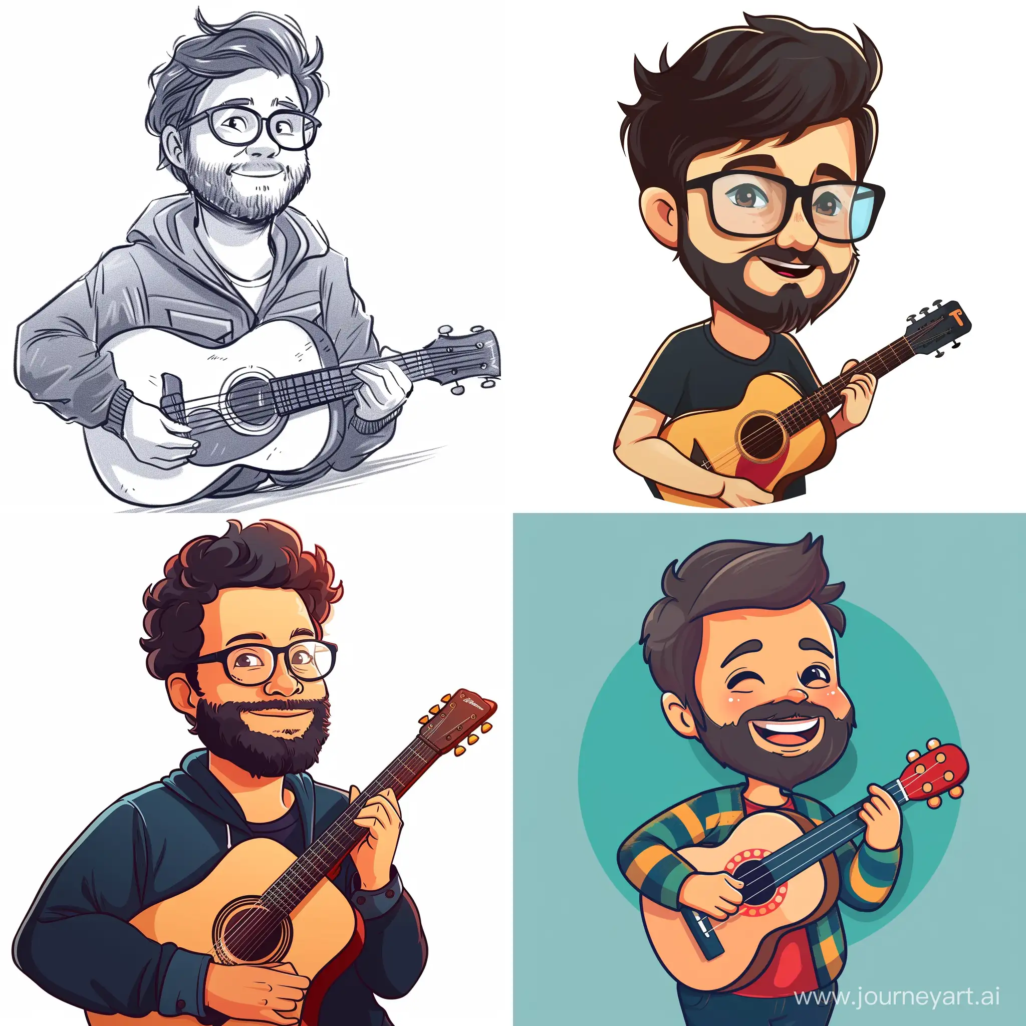 Draw an avatar for the YouTube channel, where the main theme of the channel is playing the guitar and pranking teachers with a guitar