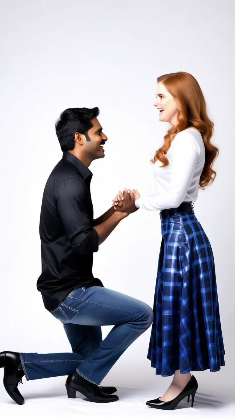 Marriage Proposal Indian Man in Black Tshirt Proposes on One Knee to Amy Adams