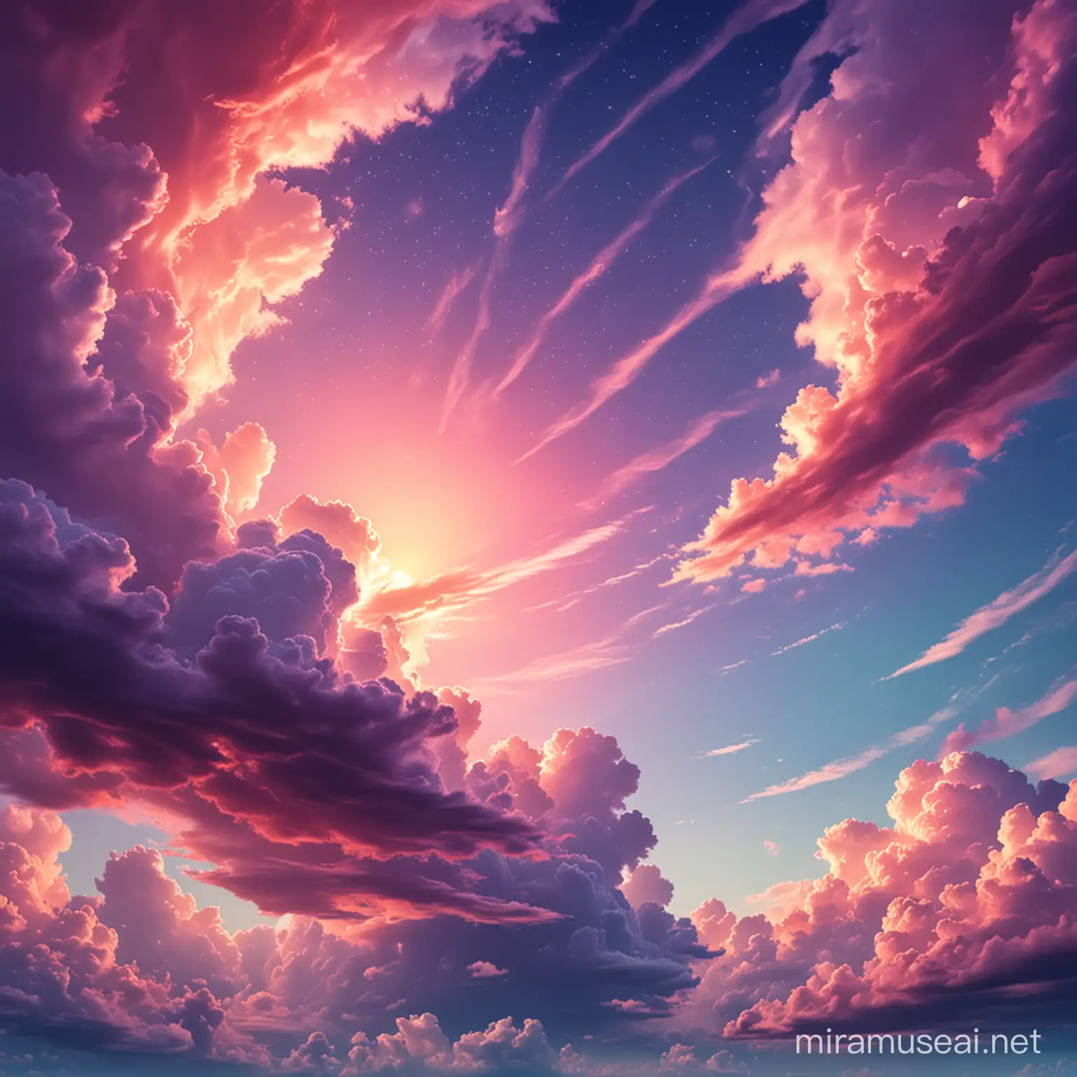 Vibrant Colored Sky Background for Ebook Illustration