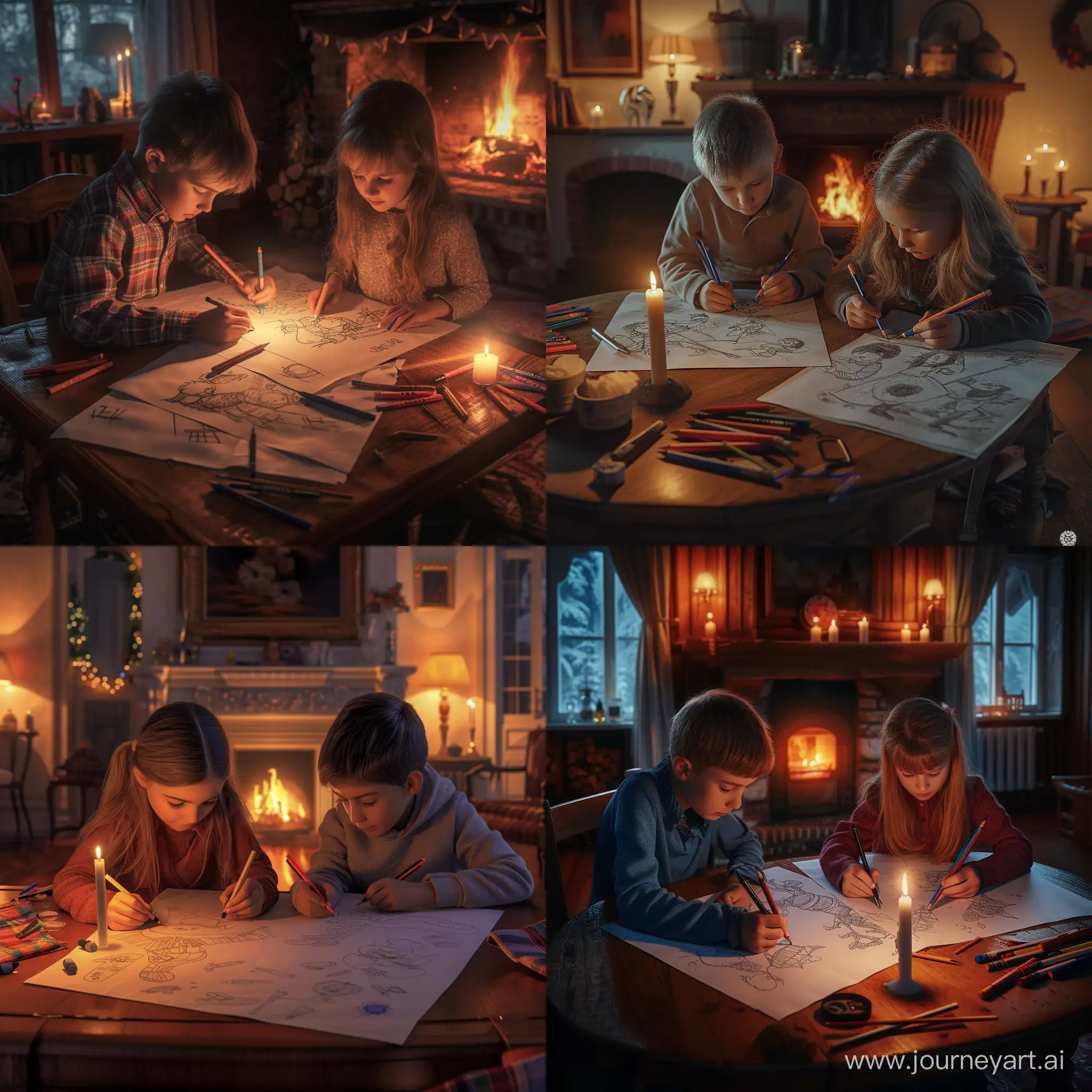Cozy-Evening-Kids-Drawing-by-Candlelight-in-a-Warm-Room