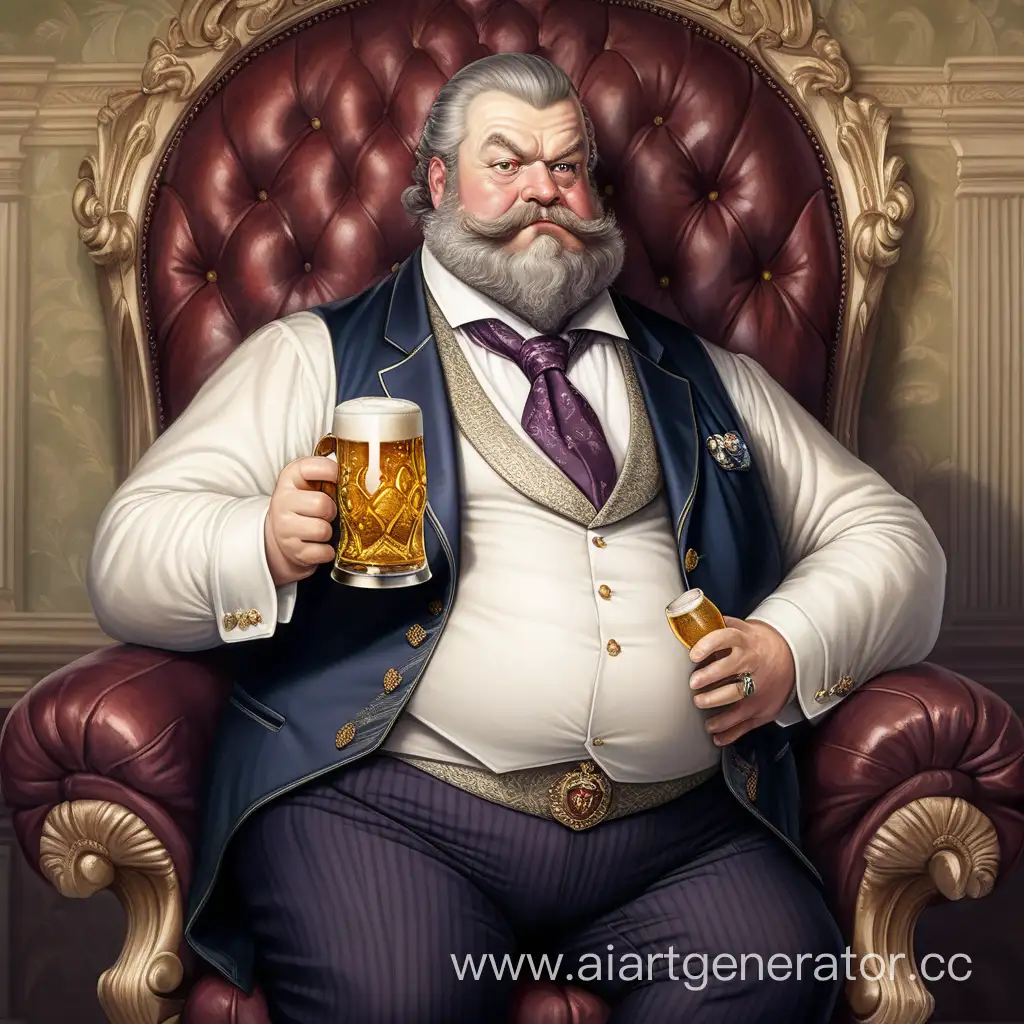 Один человек аристократ он богатый средних лет барон с пивным пузом и не большой бородой