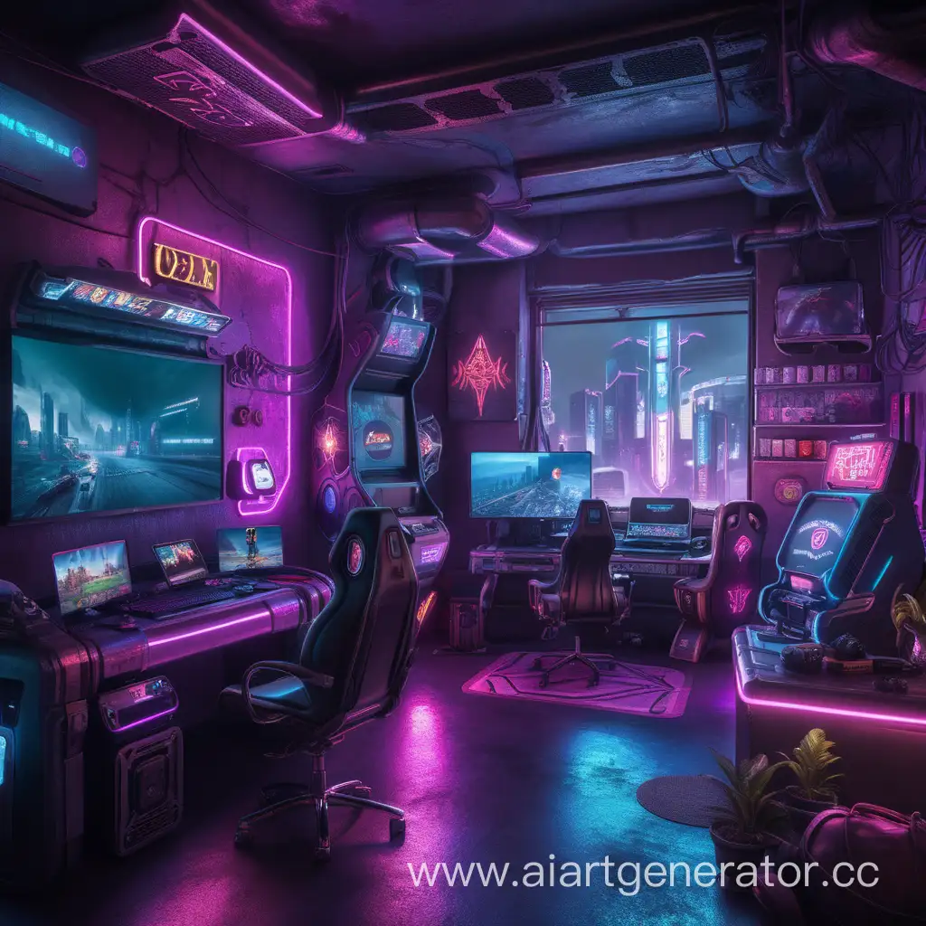 Futuristic-Cyberpunk-Gaming-Lounge-Neonlit-Haven-for-Virtual-Adventures