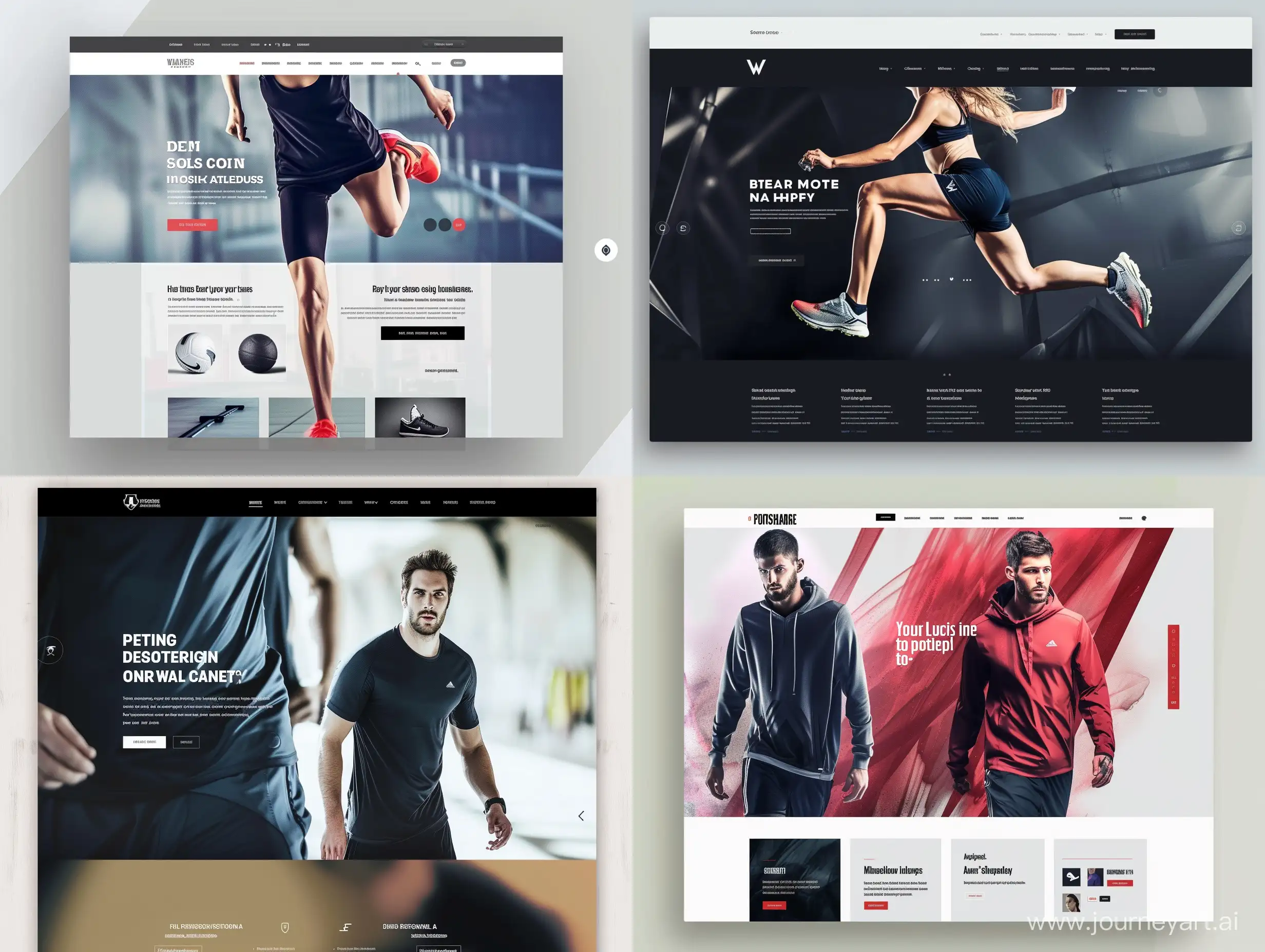 web design for a home page of a sportswear website