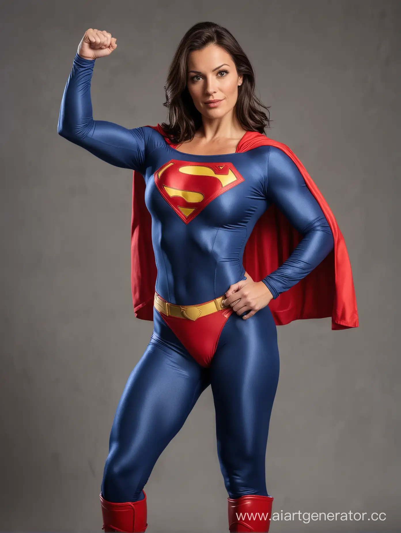 Confident-Woman-Flexing-Muscles-in-Superman-Costume