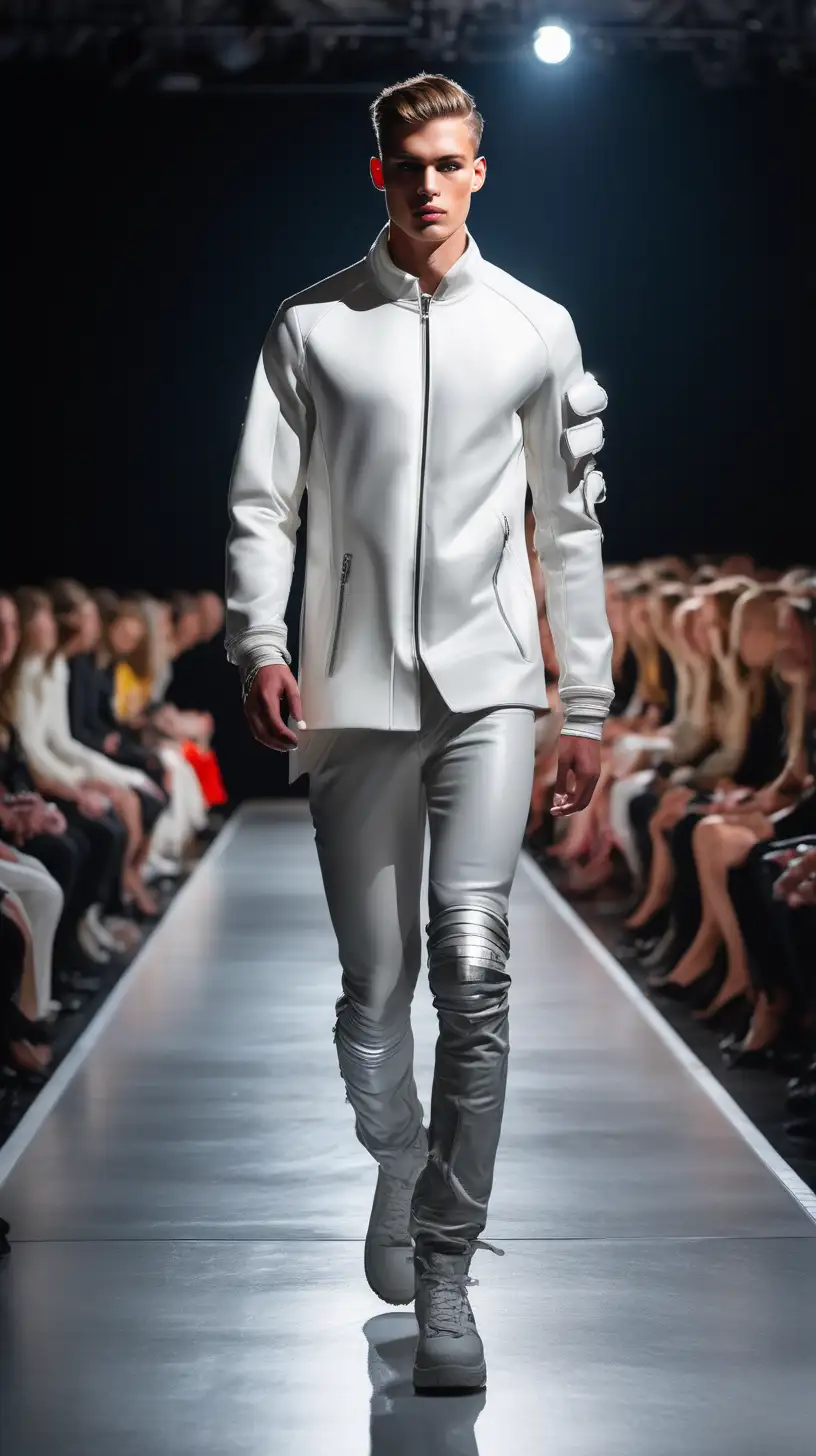 Futuristic Male Model Struts Valentino Streetwear on Creative Runway