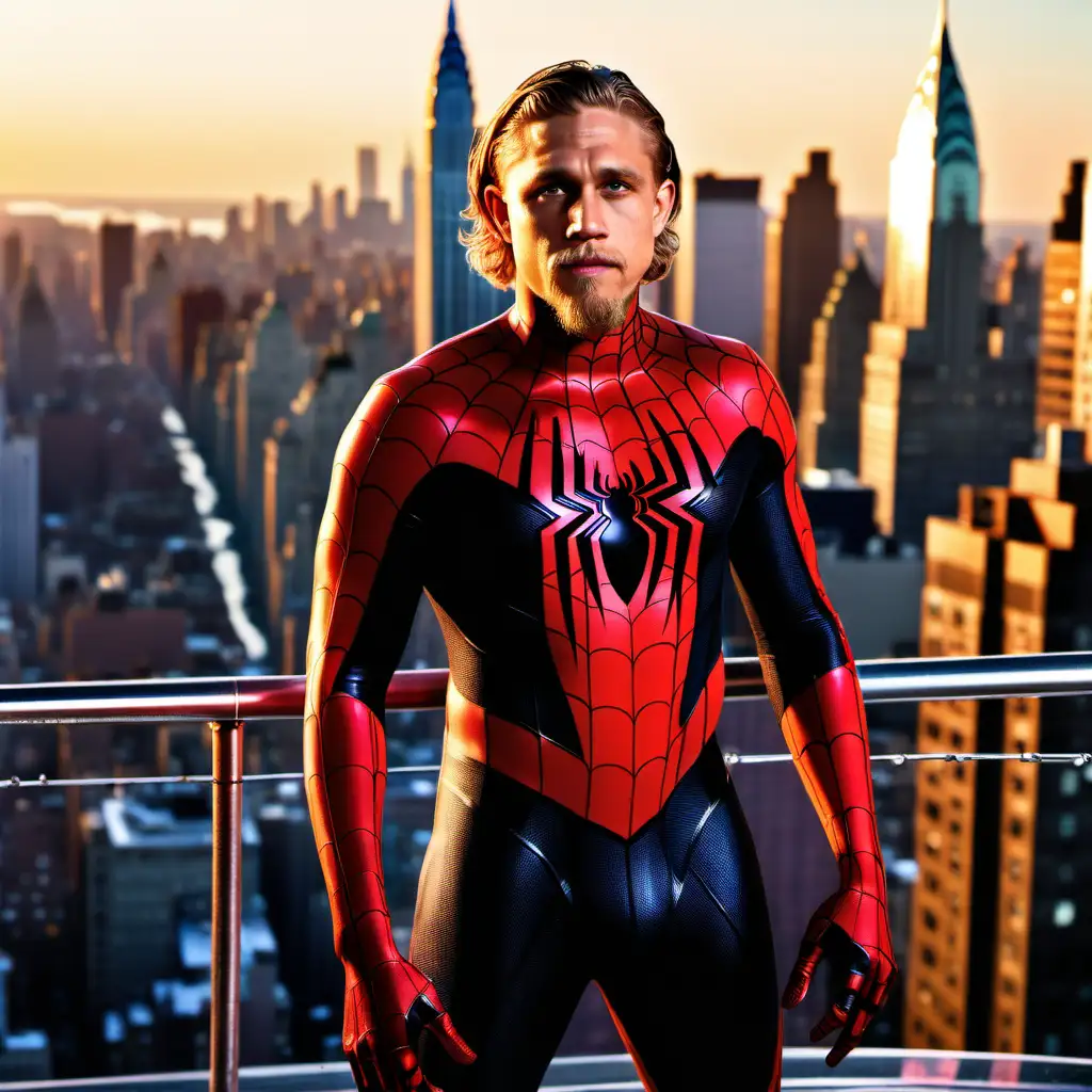 Charlie Hunnam at Sunset in Miles Morales SpiderMan Costume