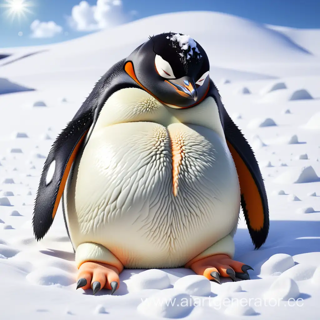 Serene-Penguin-Resting-on-Snowy-Blanket