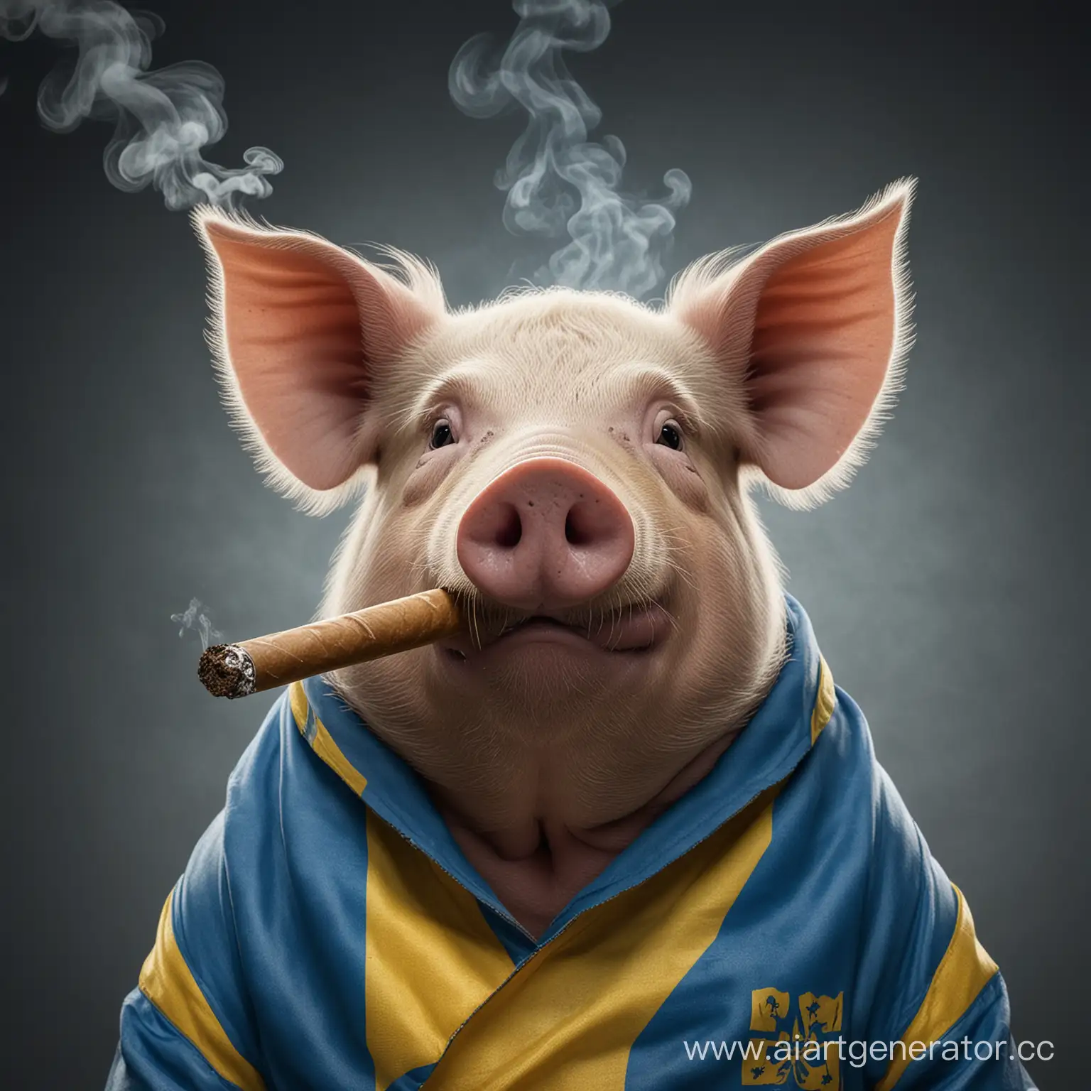 Patriotic-Pig-Smiling-with-Cigar-Ukrainian-Flag-Celebration