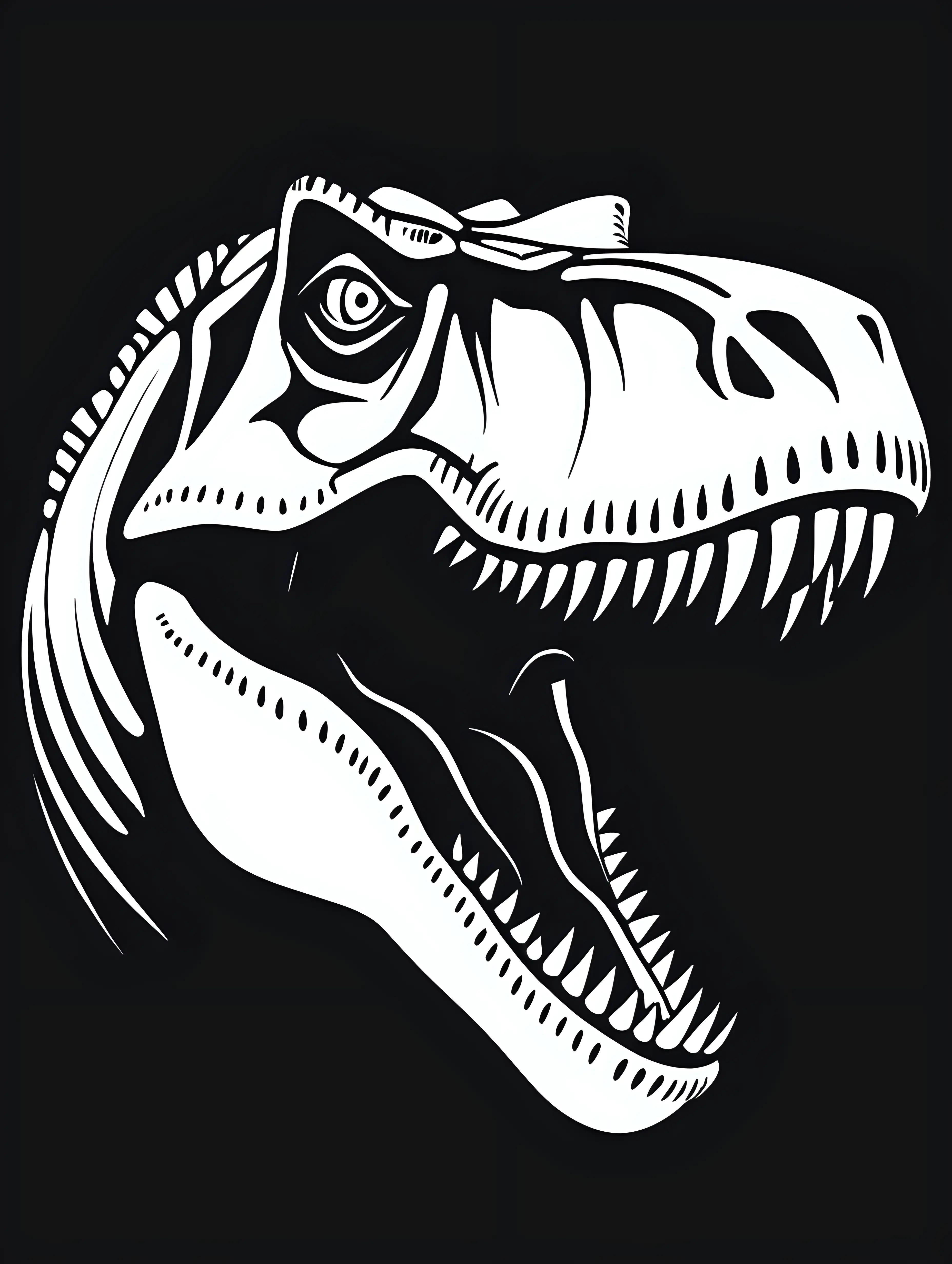 t-rex head, simple, silhouette, vector, black and white --no background, gradient