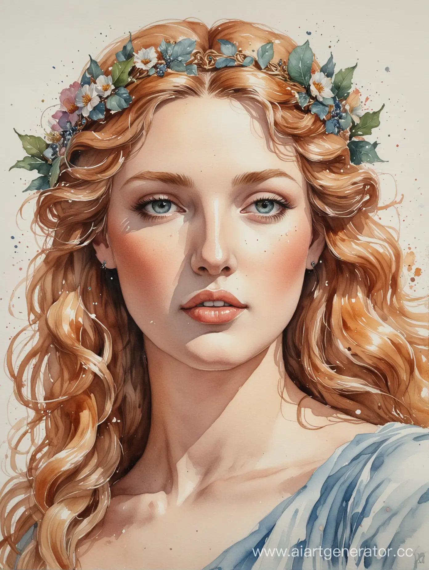 Vibrant-Watercolor-Portrait-Majestic-Aphrodite-Standing-Tall