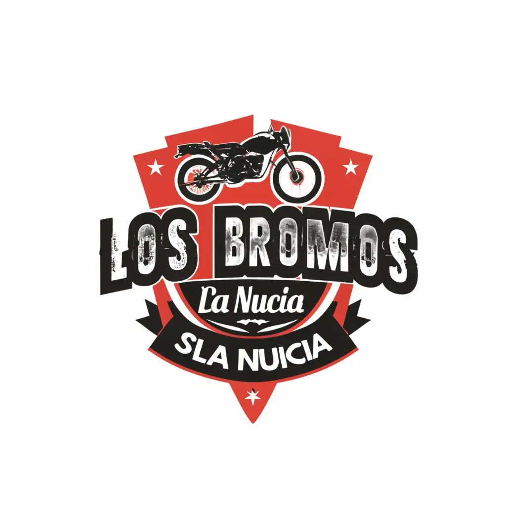a logo design,with the text "SMC Los Brommos La Nucia", main symbol:motorbike,Moderate,be used in Automotive industry,clear background
