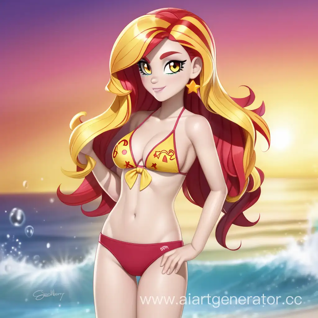 my little pony equestria girls sunset shimmer sexy art in swimsuit