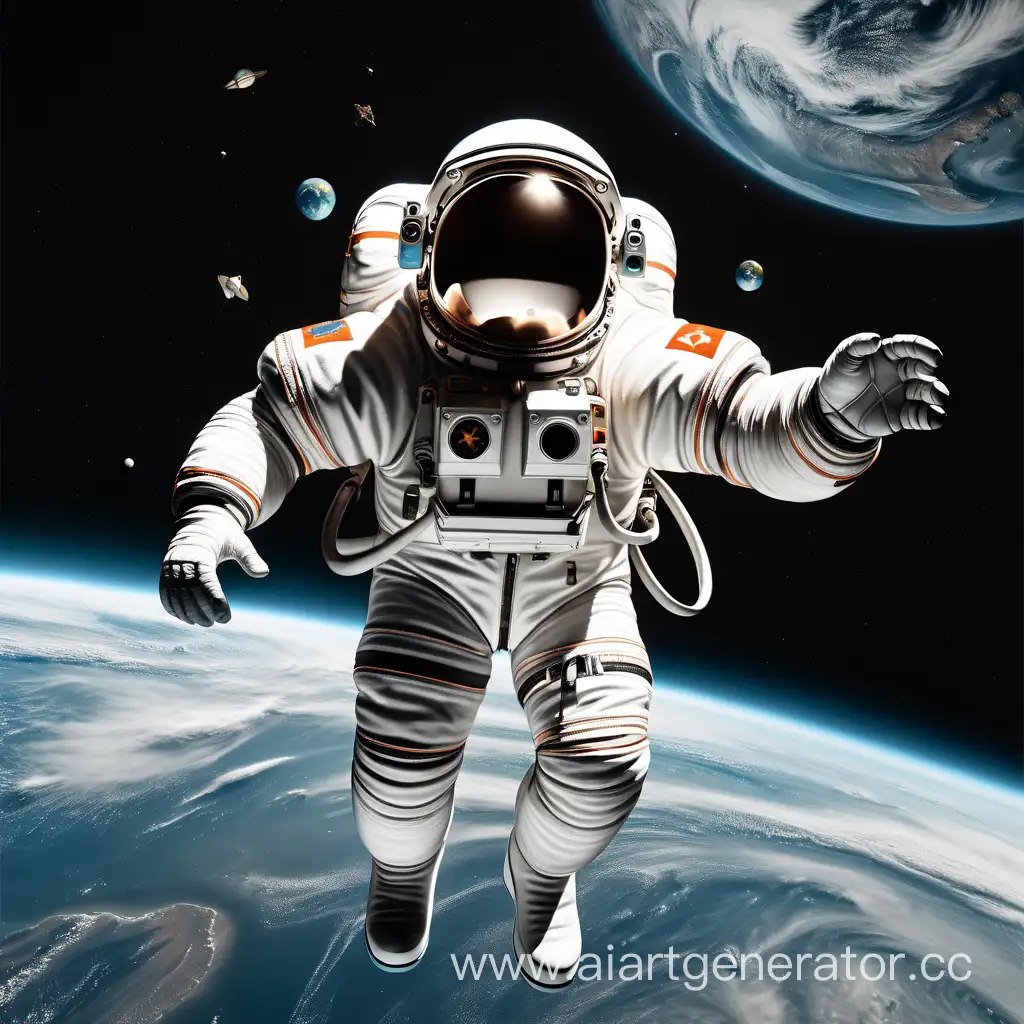 Lonely-Cosmonaut-Soaring-with-Enlarged-Head-against-Earths-Backdrop