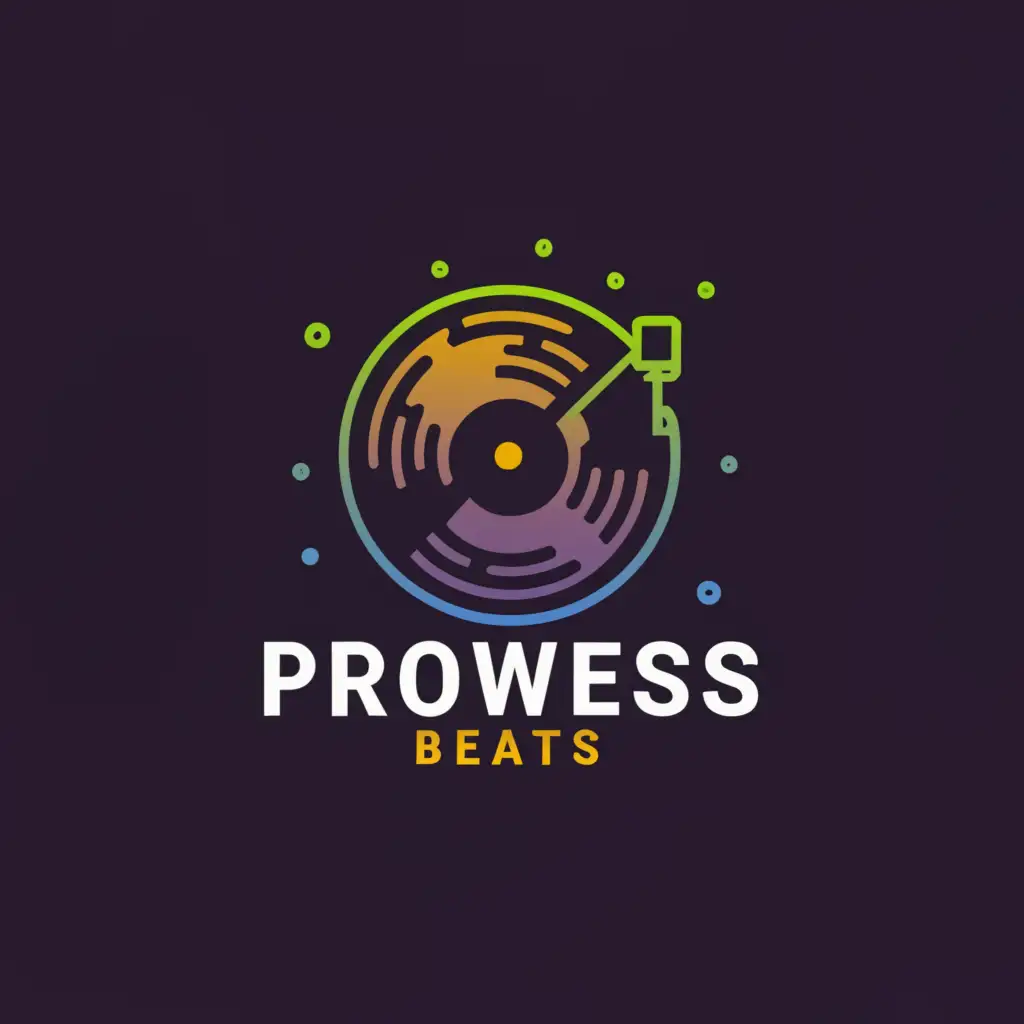 a logo design,with the text 'Prowess Beats', main symbol:Vinyl Record,Moderate,be used in Internet industry,clear background