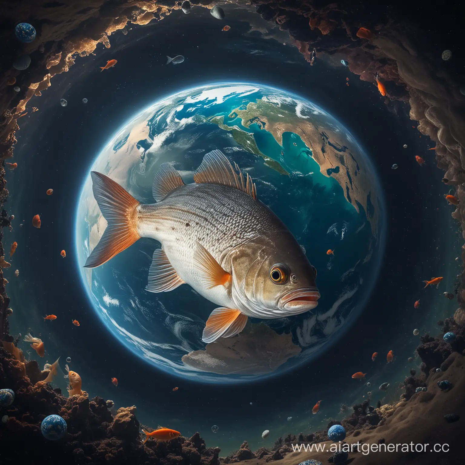 Colorful-Fish-Resting-on-Planet-Earth