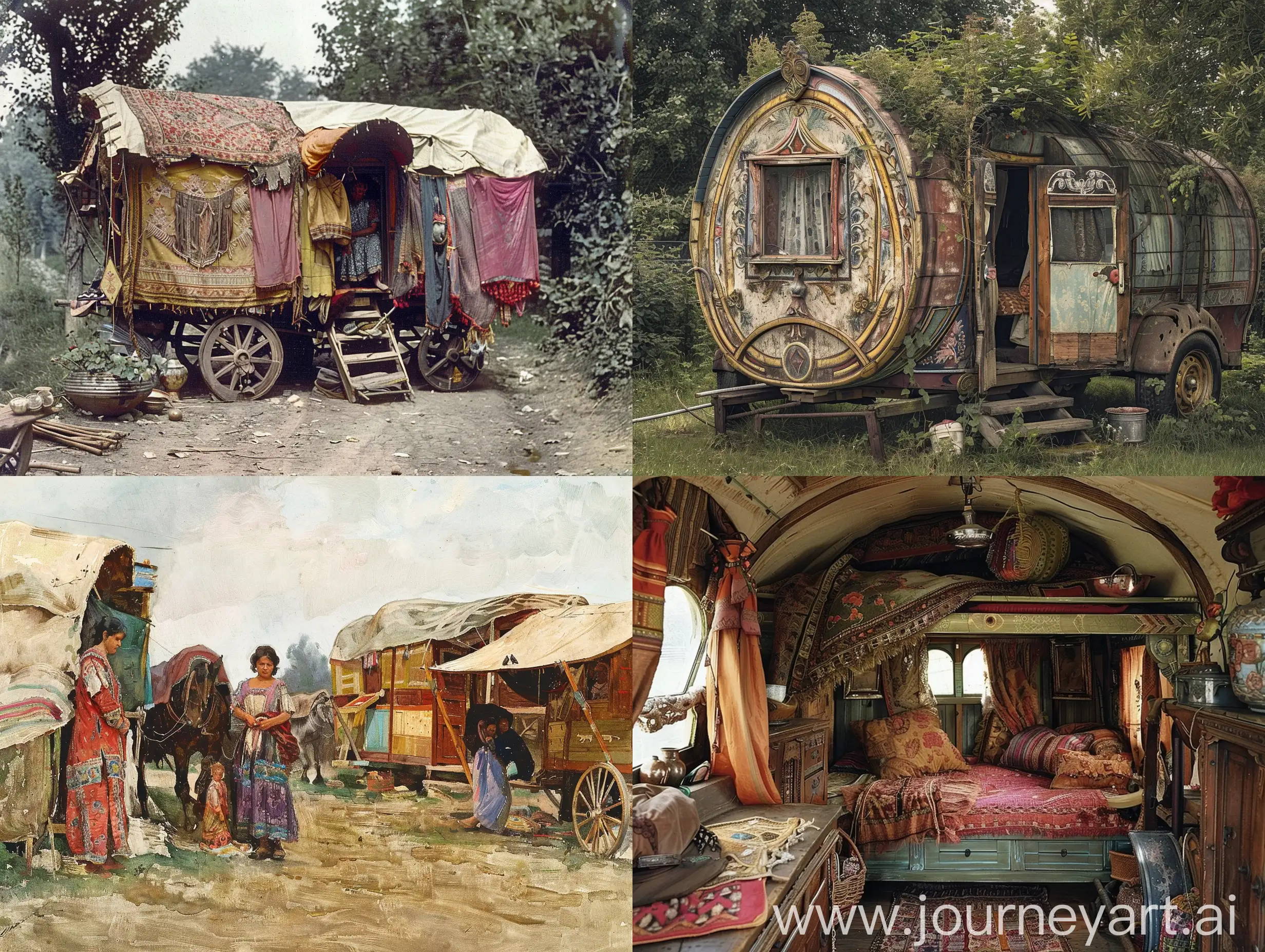 Colorful-Gypsy-Caravans-in-a-Vibrant-Village-Setting