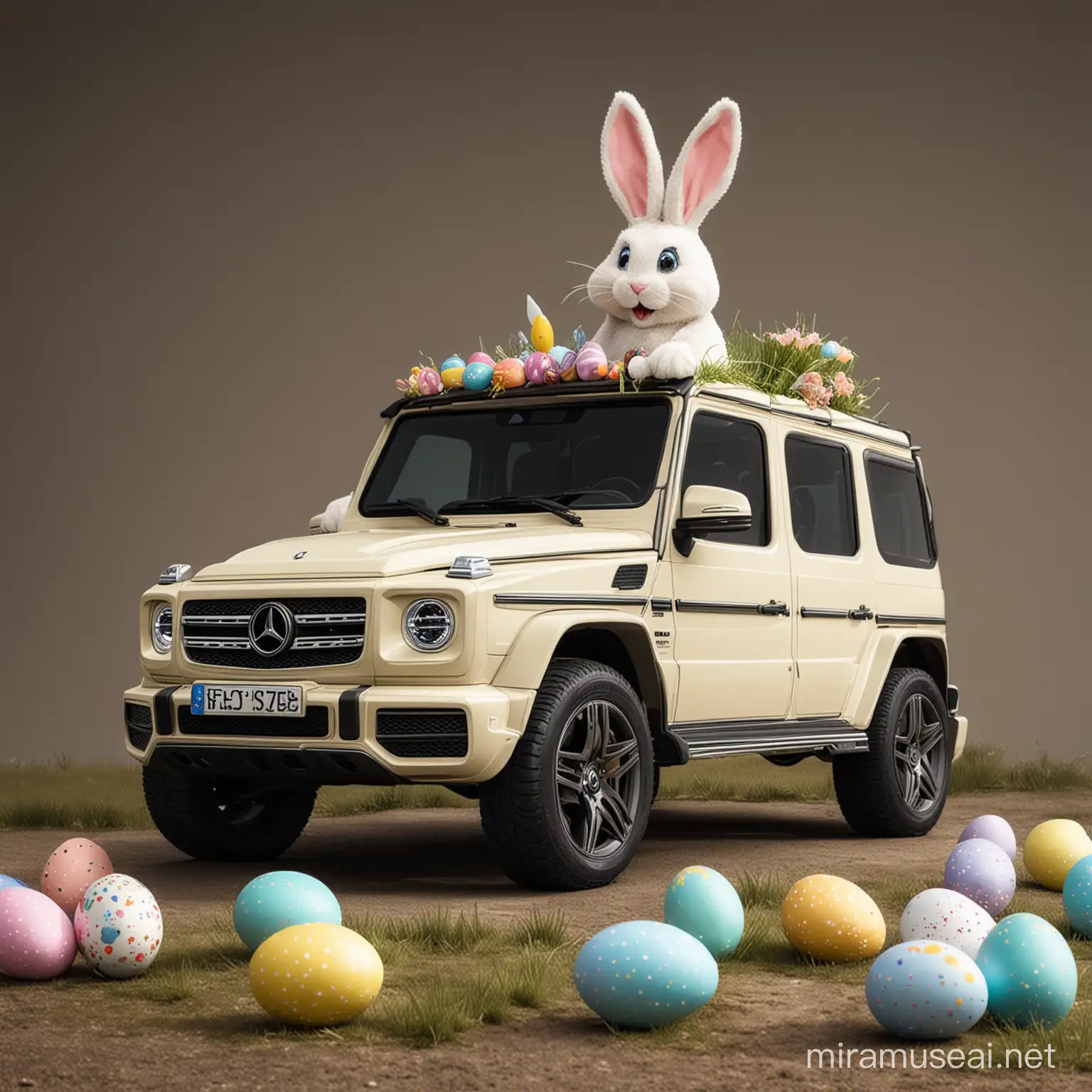 Easter Celebration with Mercedes GClass SUV and Friendly Bunny