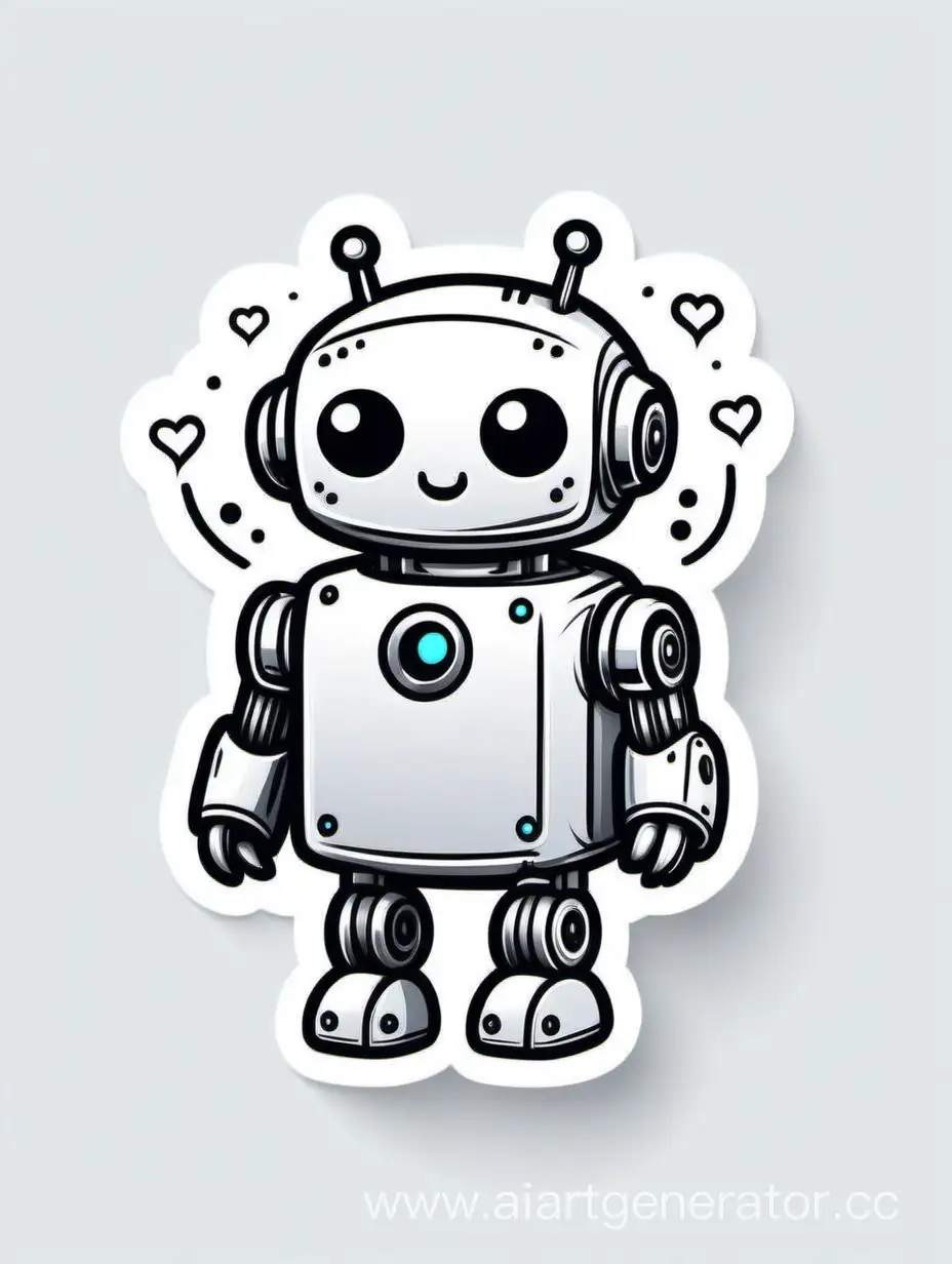 Adorable-Monochrome-Chat-Bot-Sticker-with-Algorithmic-Art-Details-on-White-Background