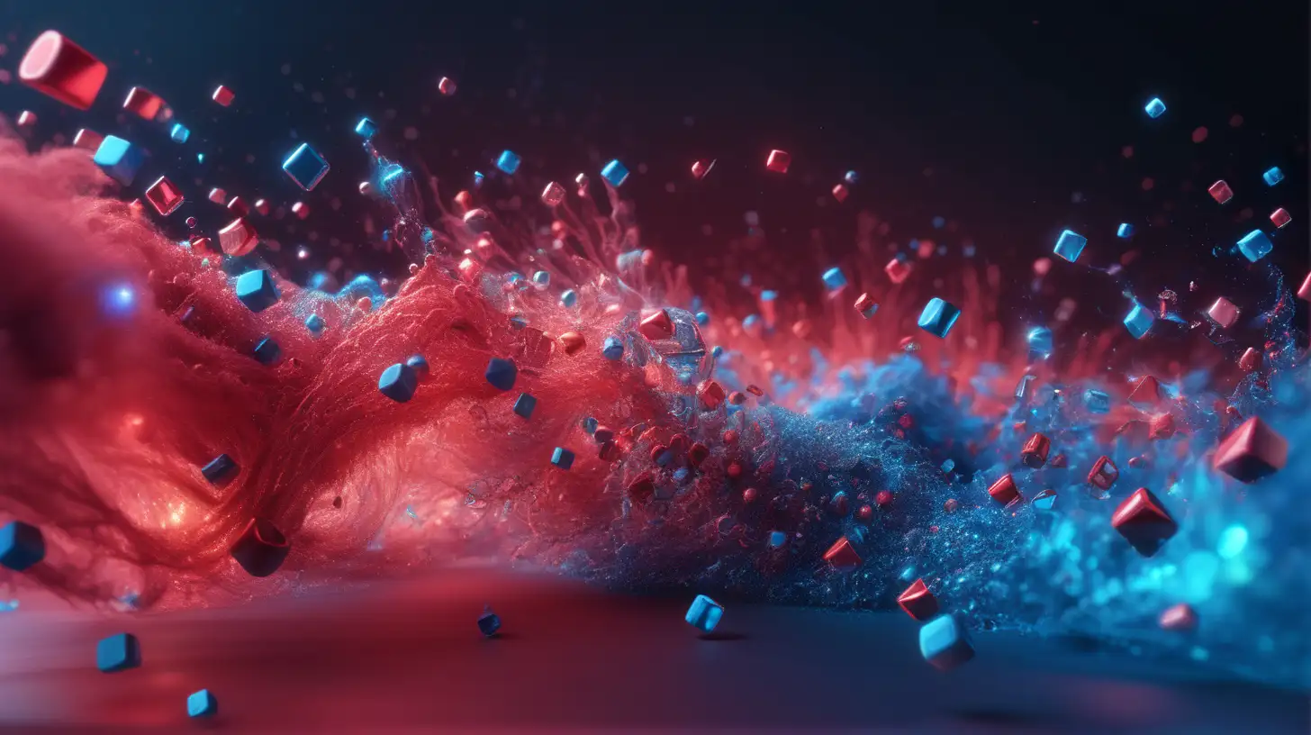 Enchanting 3D Frontend Development Scene with Luminous Particles and Depth of Field