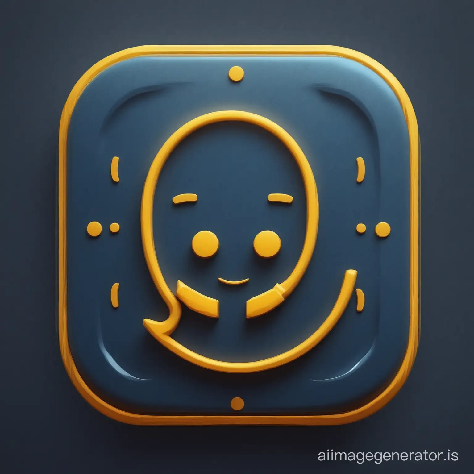 CREATE A 3D IMAGE OF THE ICON ON ME OF DARK BLUE COLOR AND YELLOW DETAILS