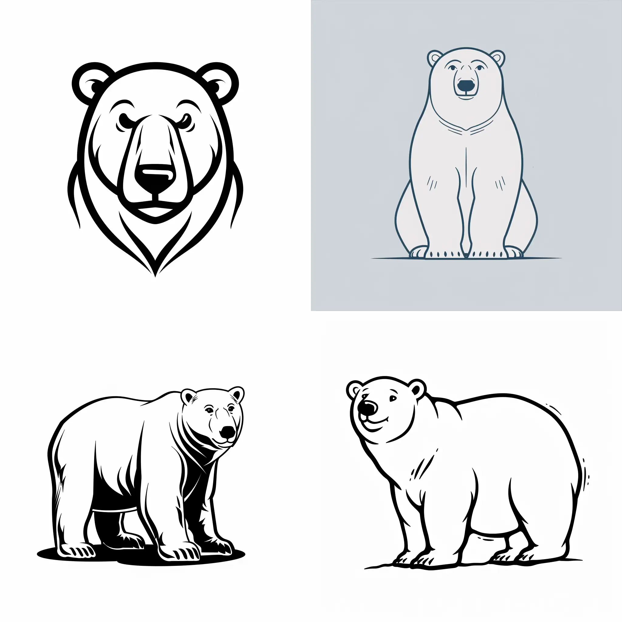 an line art mascot, simple draw, unique, polar bear from another planet, minimalist