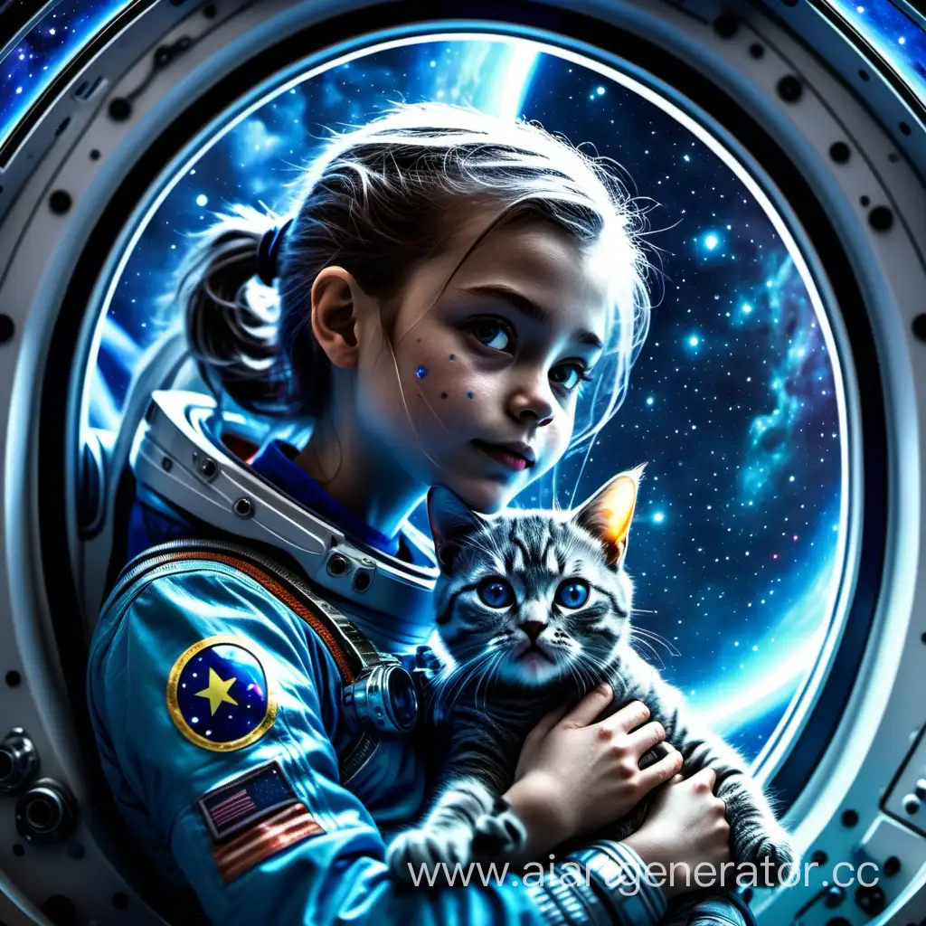 Girl-in-Spacesuit-Holding-Blue-Alien-Cat-on-Spaceship