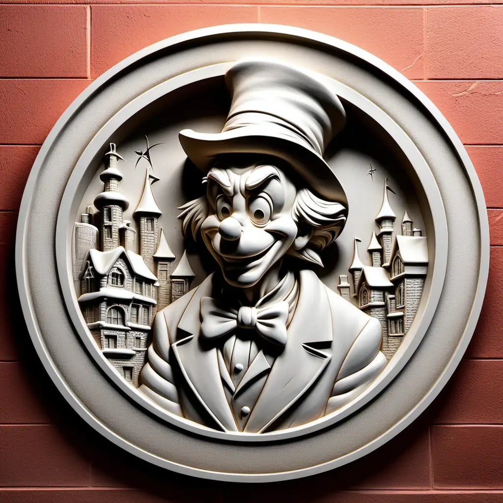 Walt Disney Scrooge Bas Relief Classic Character Sculpture in Round Form
