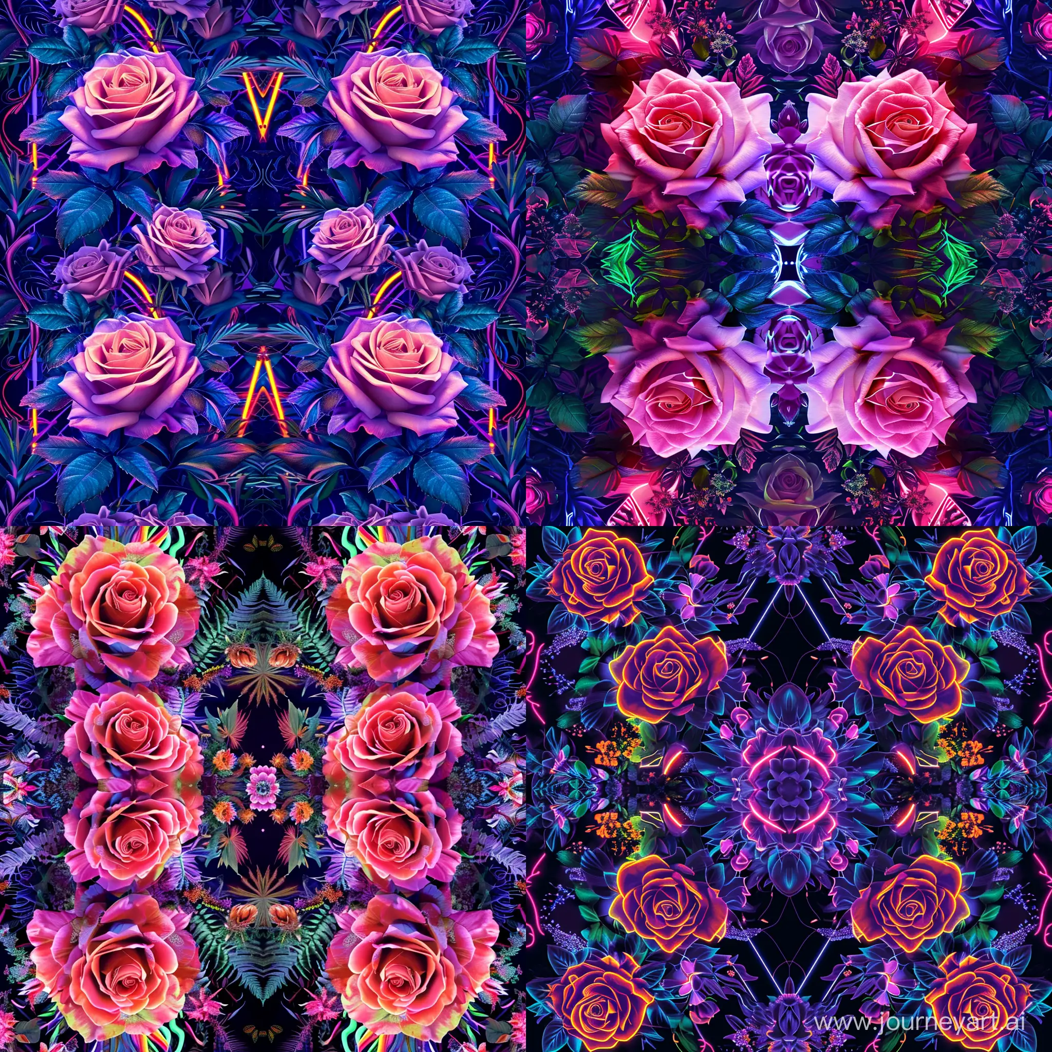 Symmetrical-Neon-Roses-and-Plants-Pattern-Inspired-by-Emmanuele-Dascanio-and-Roberto-Giavarini