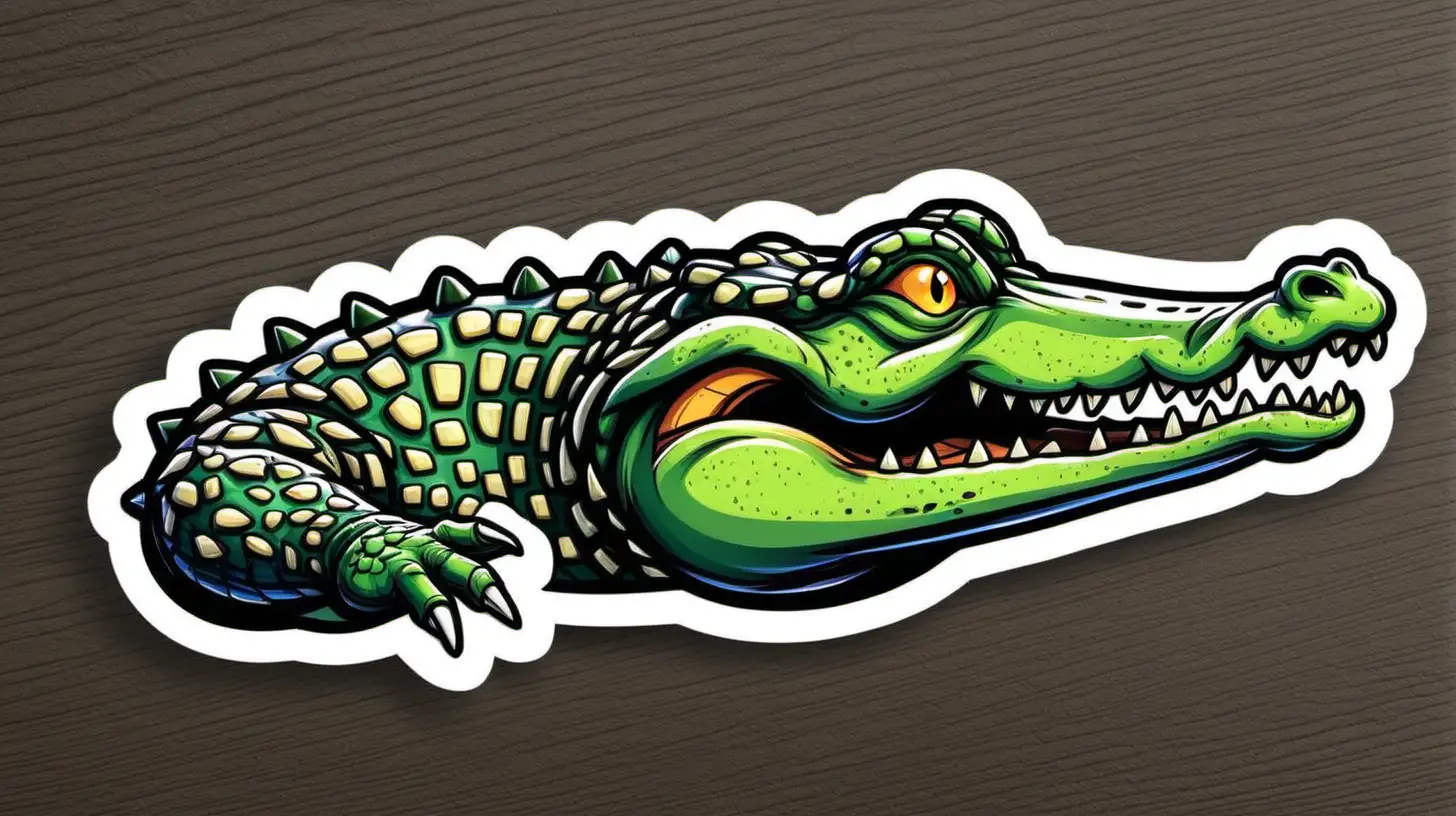 Vibrant Alligator Sticker Expressive Reptilian Art for Personalized Accessories