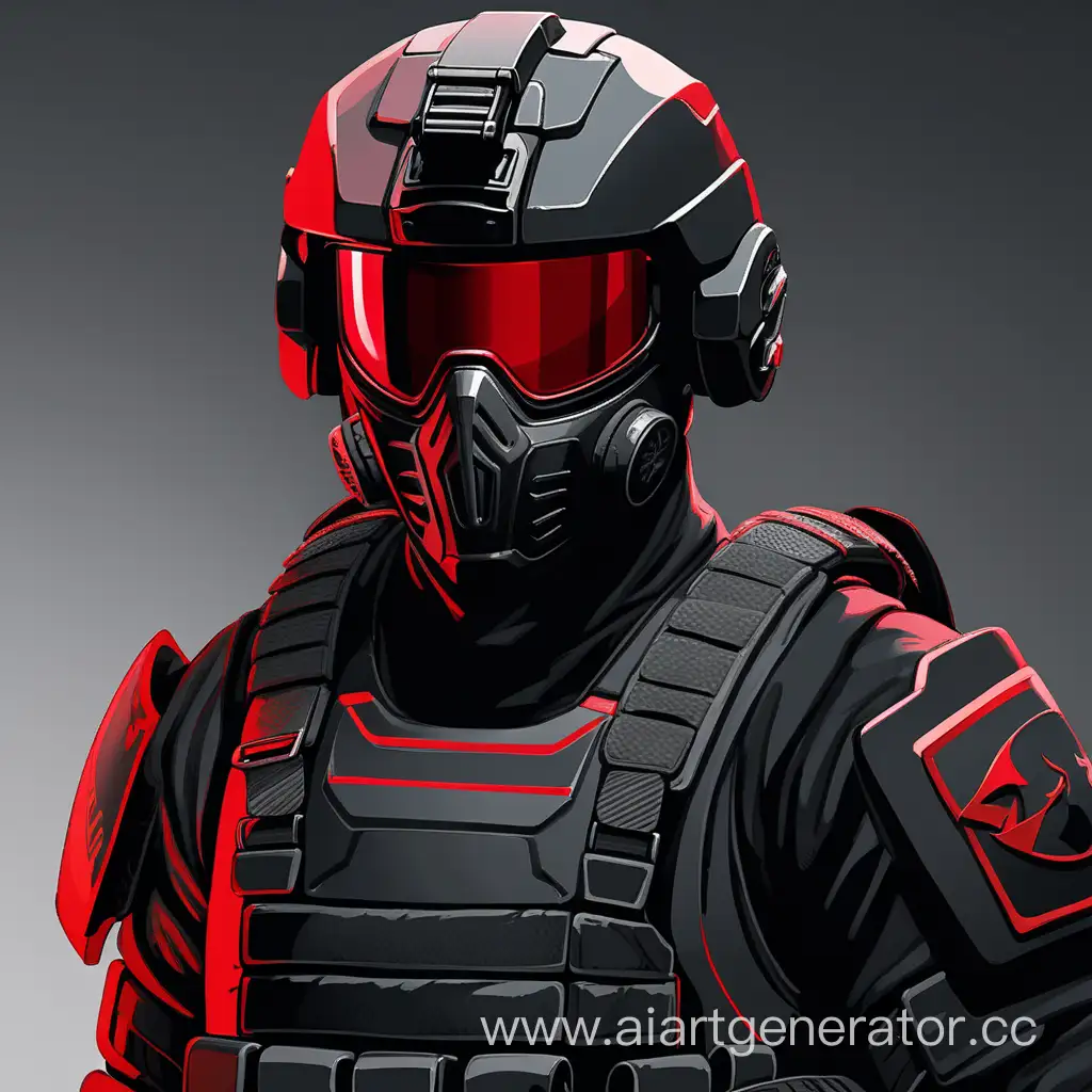 Black-and-Red-Armored-Soldier-with-Visor-and-Halfmask